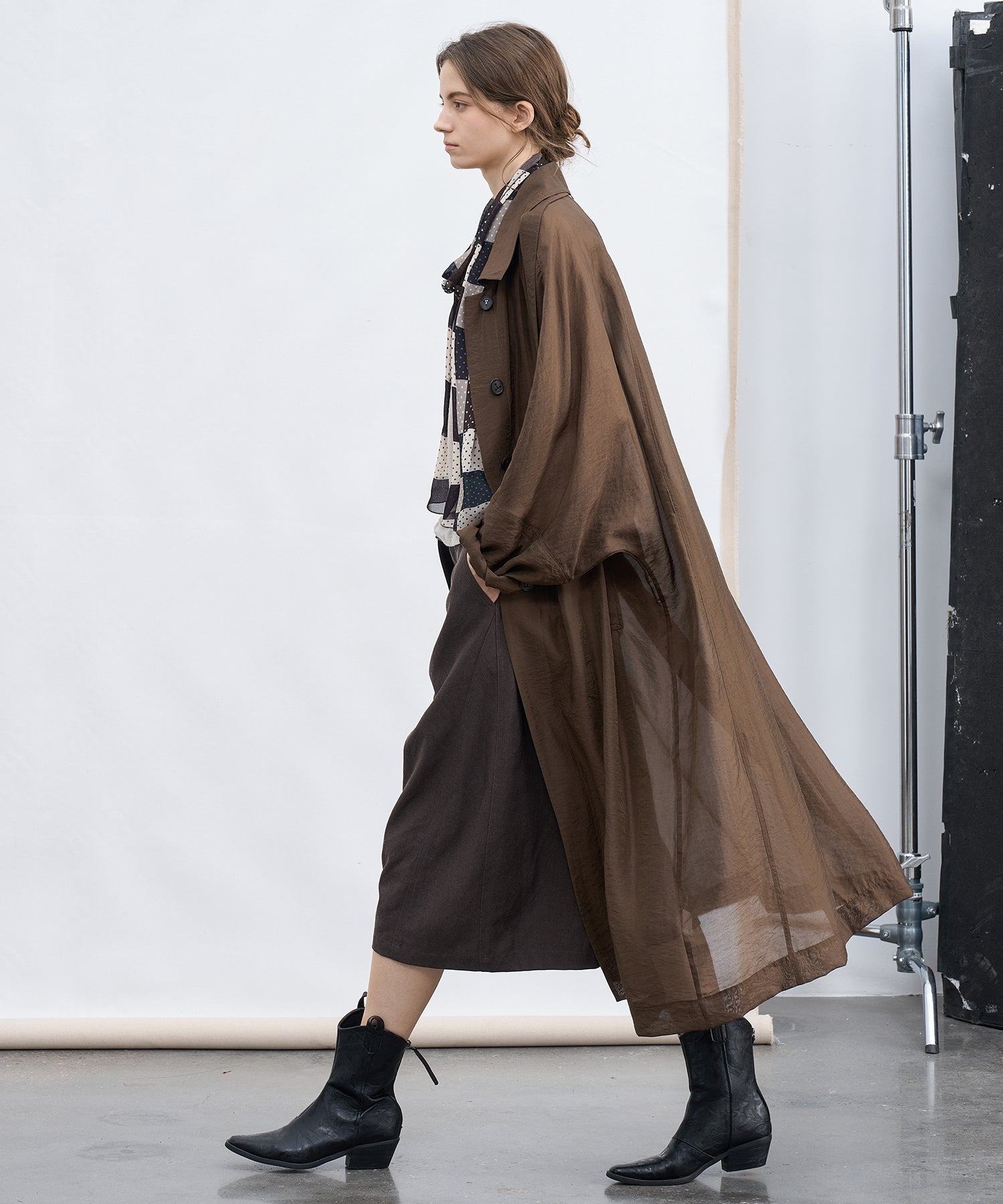 Silk Blend Sheer Long Coat
