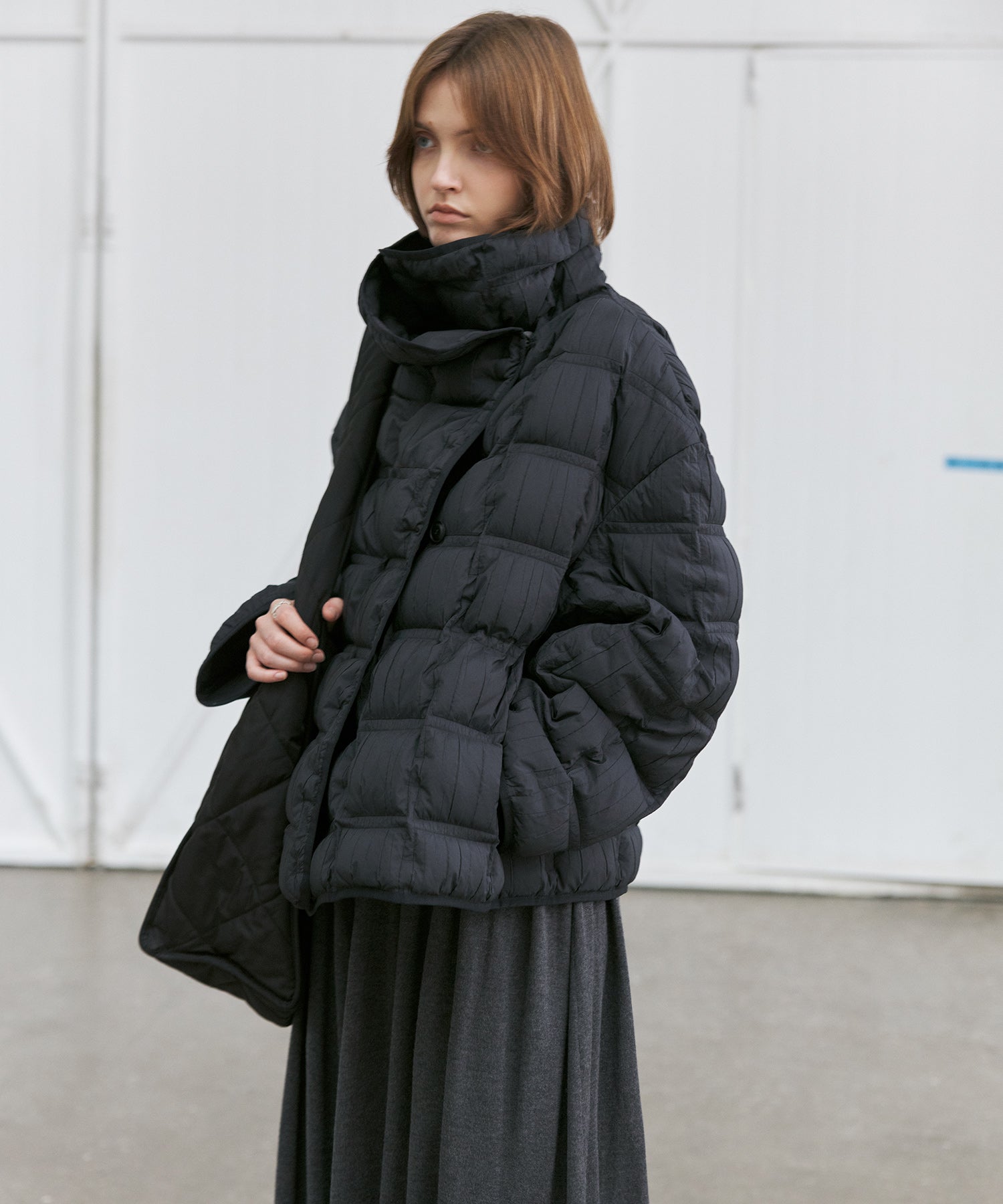 Crinkled Stand Collar Down Jacket