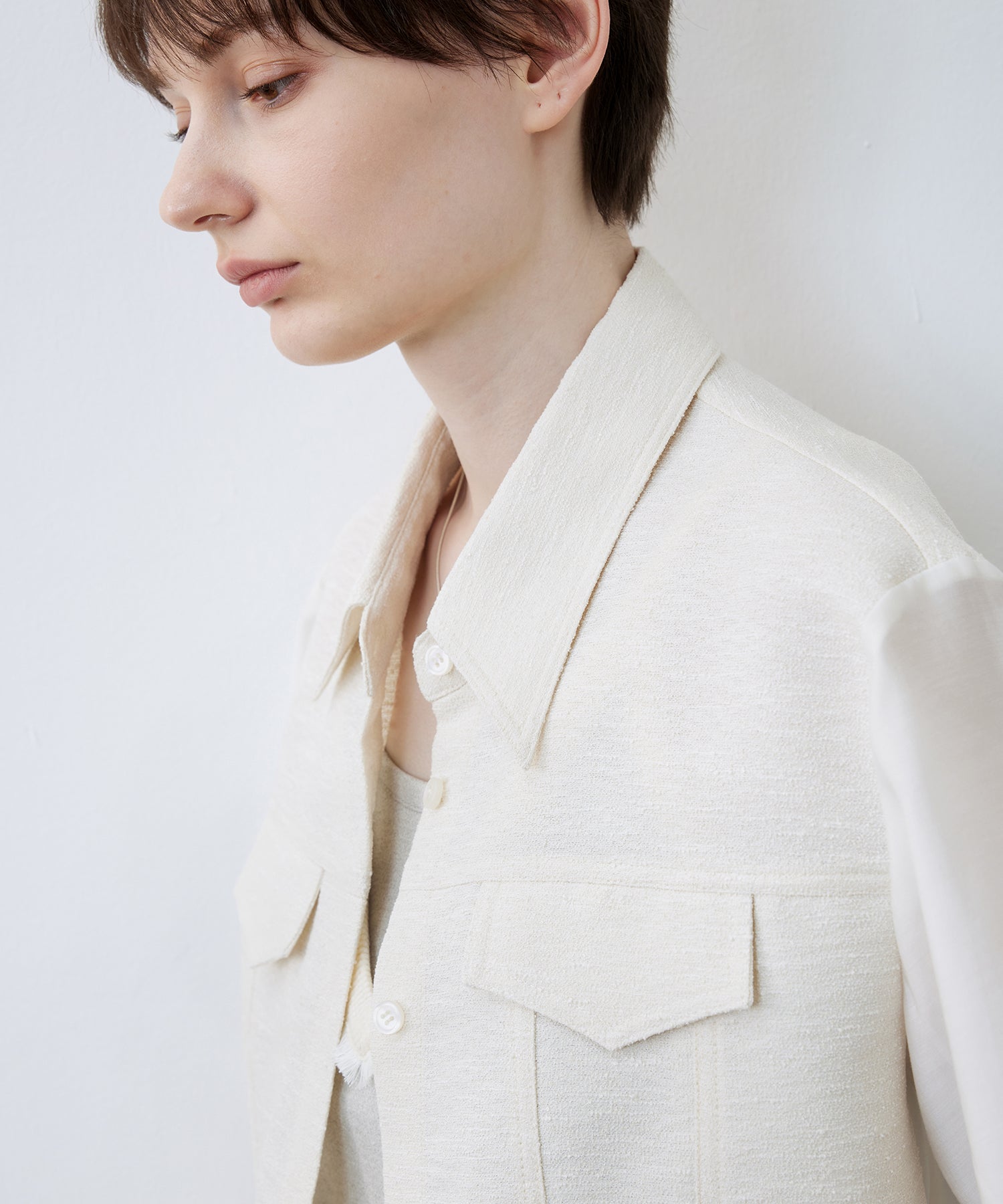Textured Combo Cropped Shirt