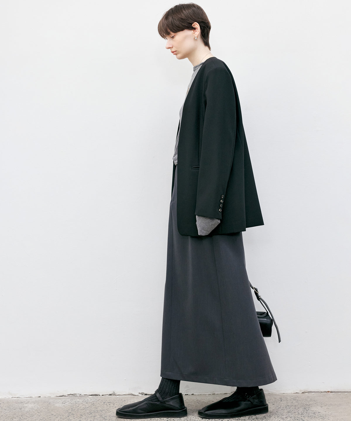 Collarless Oversized Tailored Jacket