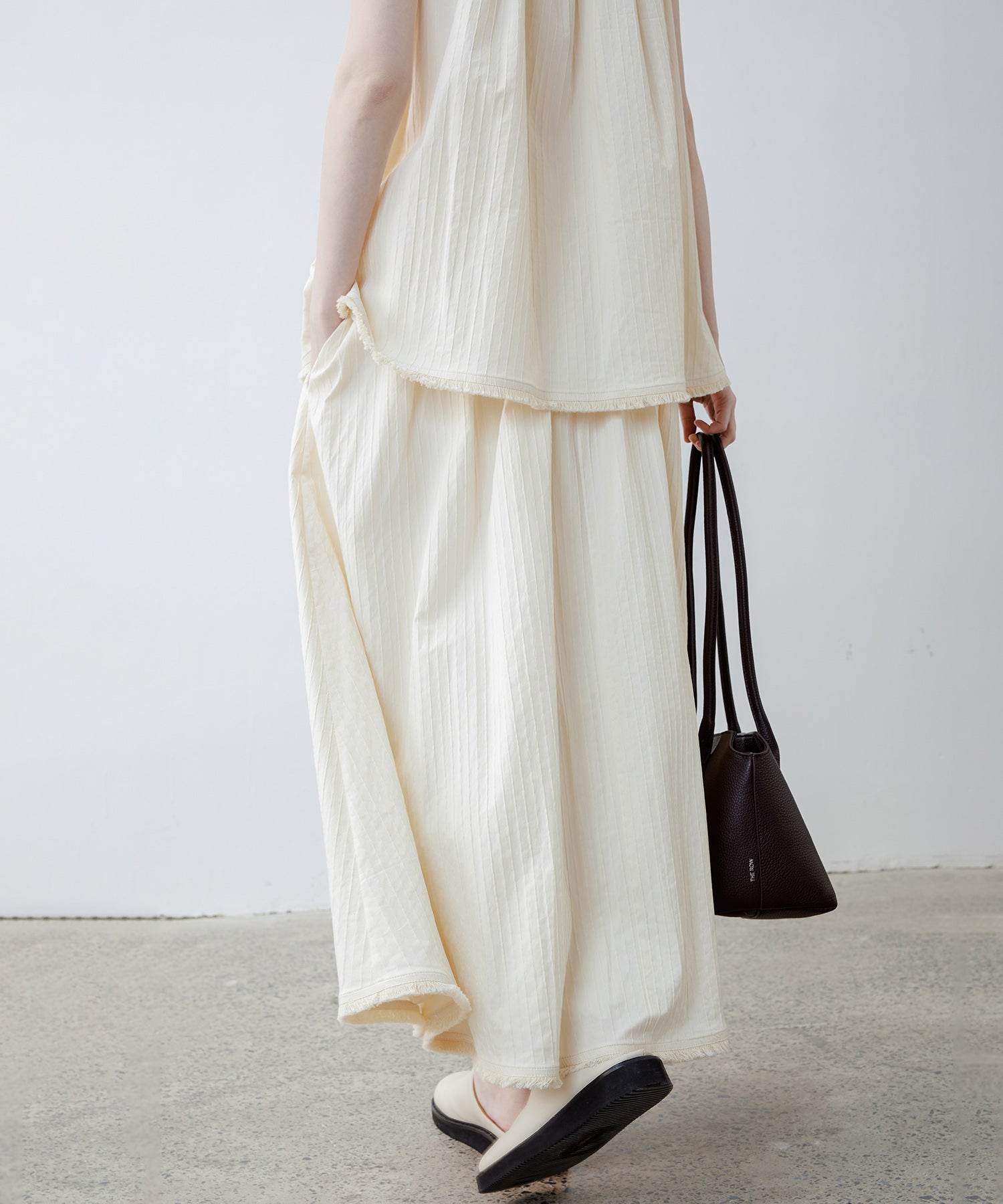 Textured Jacquard Fringe Hem A-Line Skirt