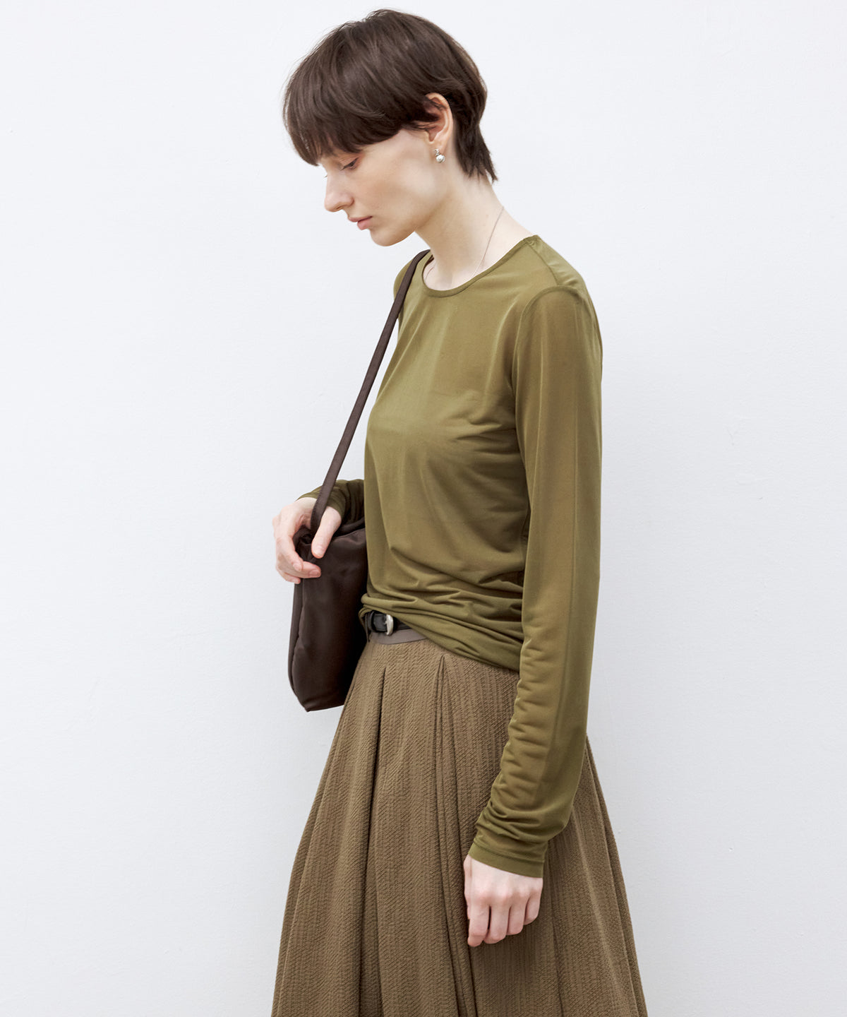 Sheer Crew Neck Long Sleeve Top