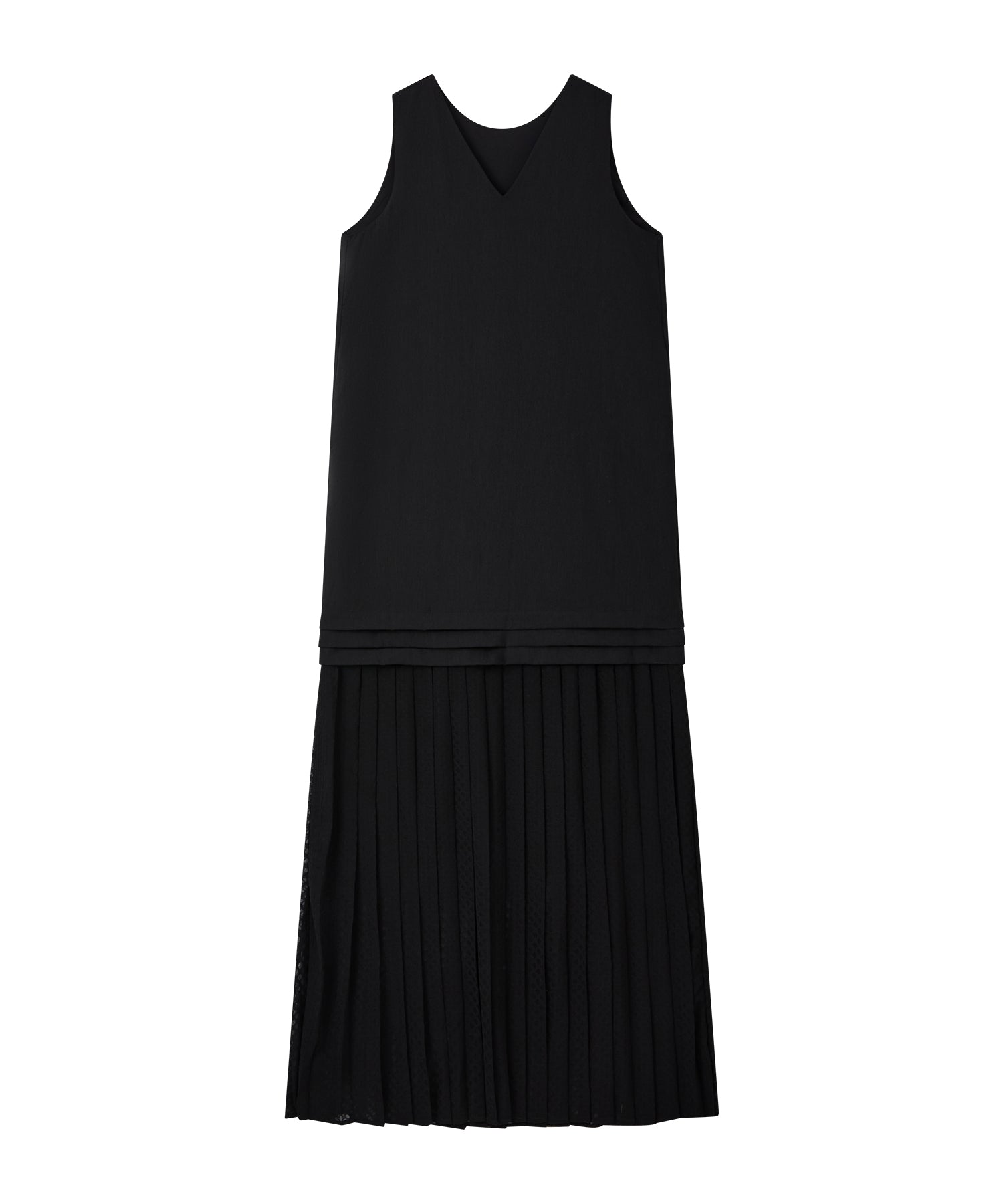 「7月中旬~下旬出荷」Linen Blend Pleated Docking Dress
