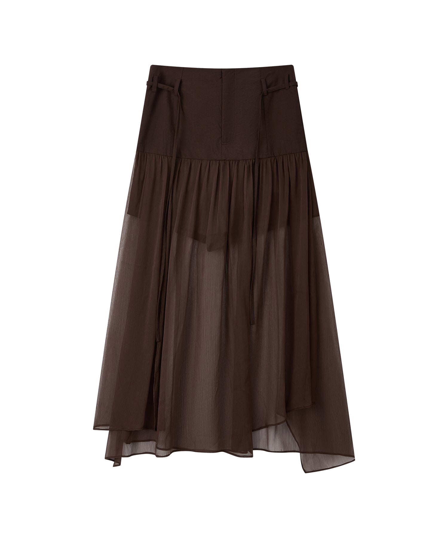 「8月中旬~下旬出荷」Sheer Layered Draped Long Skirt