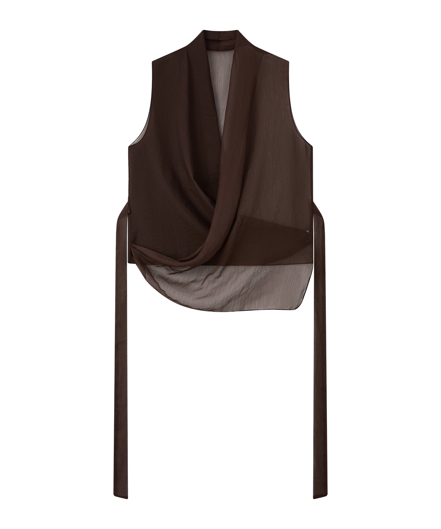「8月中旬~下旬出荷」Sheer Cross Draped Sleeveless Top