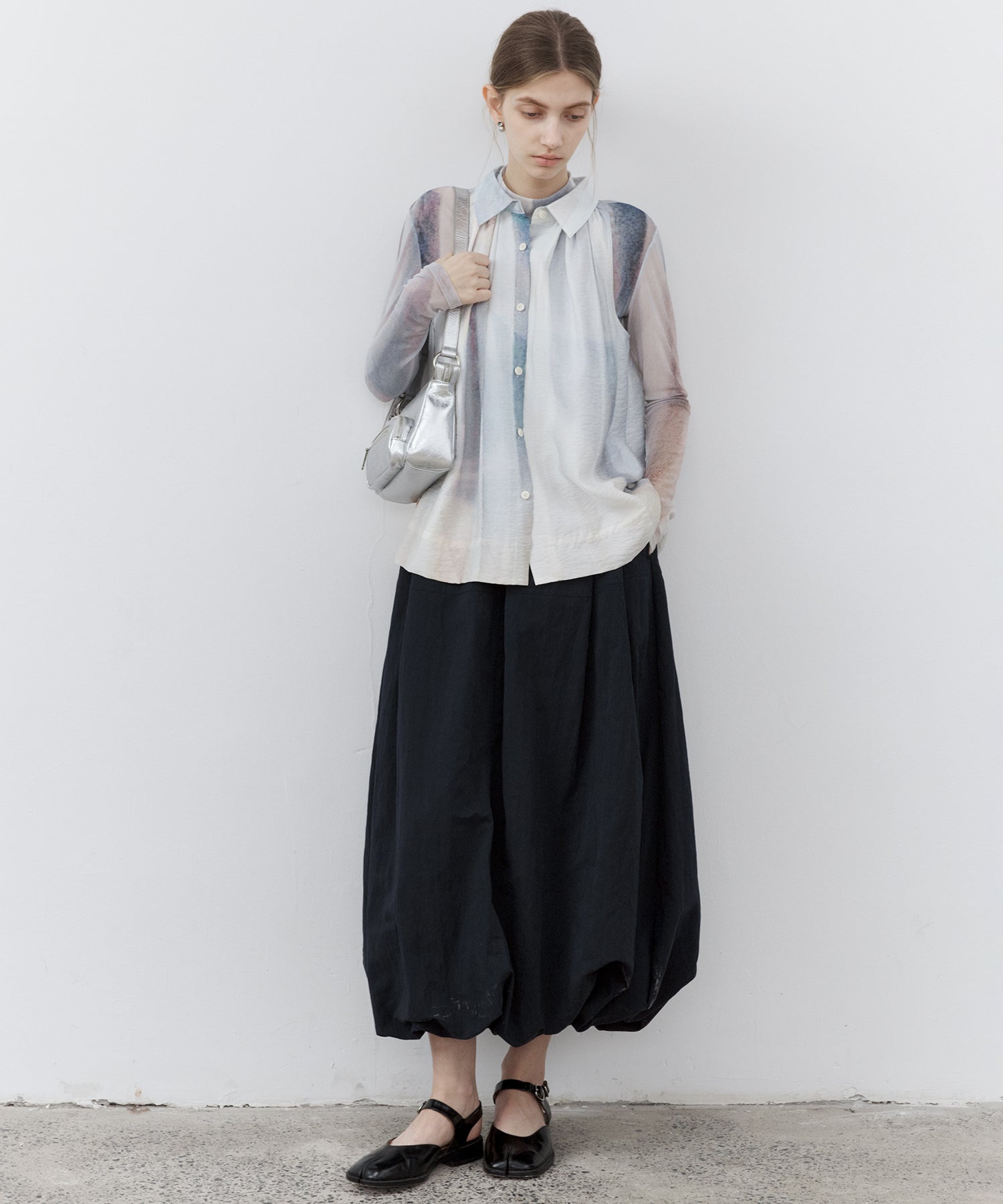 Structured Balloon Silhouette Long Skirt