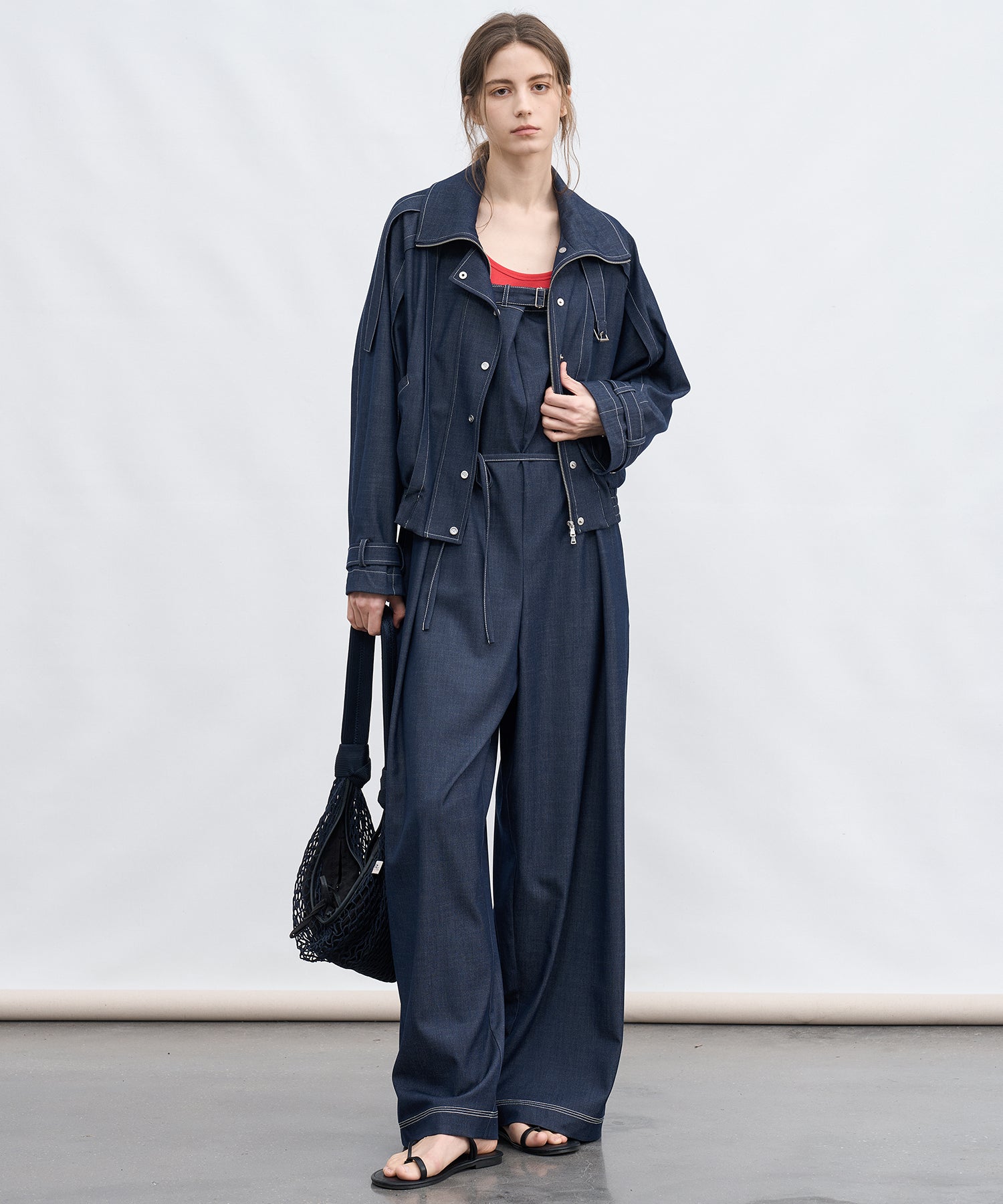 Lightweight Denim-Style Wide Leg Jumpsuit