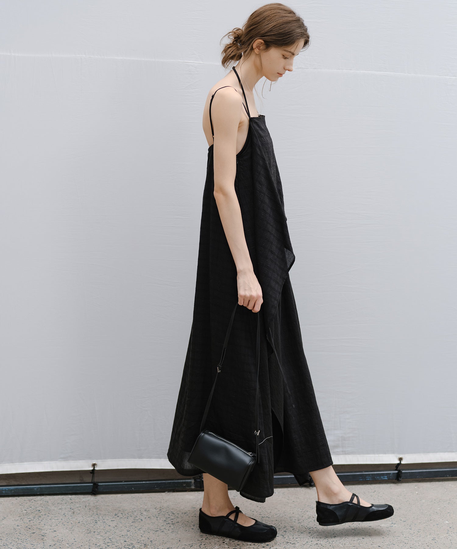 Textured Crepe Slip Dress