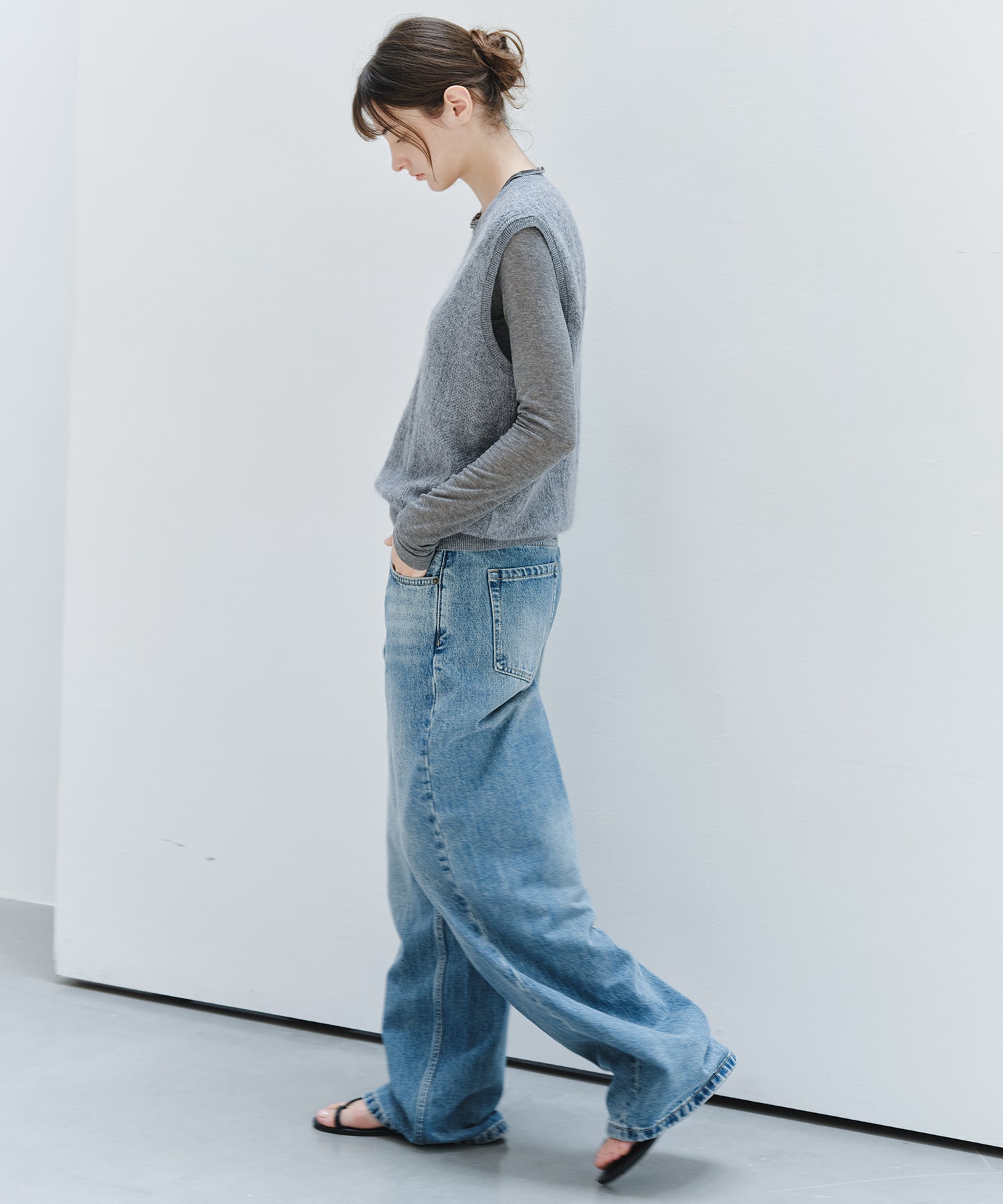 「9月下旬出荷予定」Washed Wide Straight Denim Pants