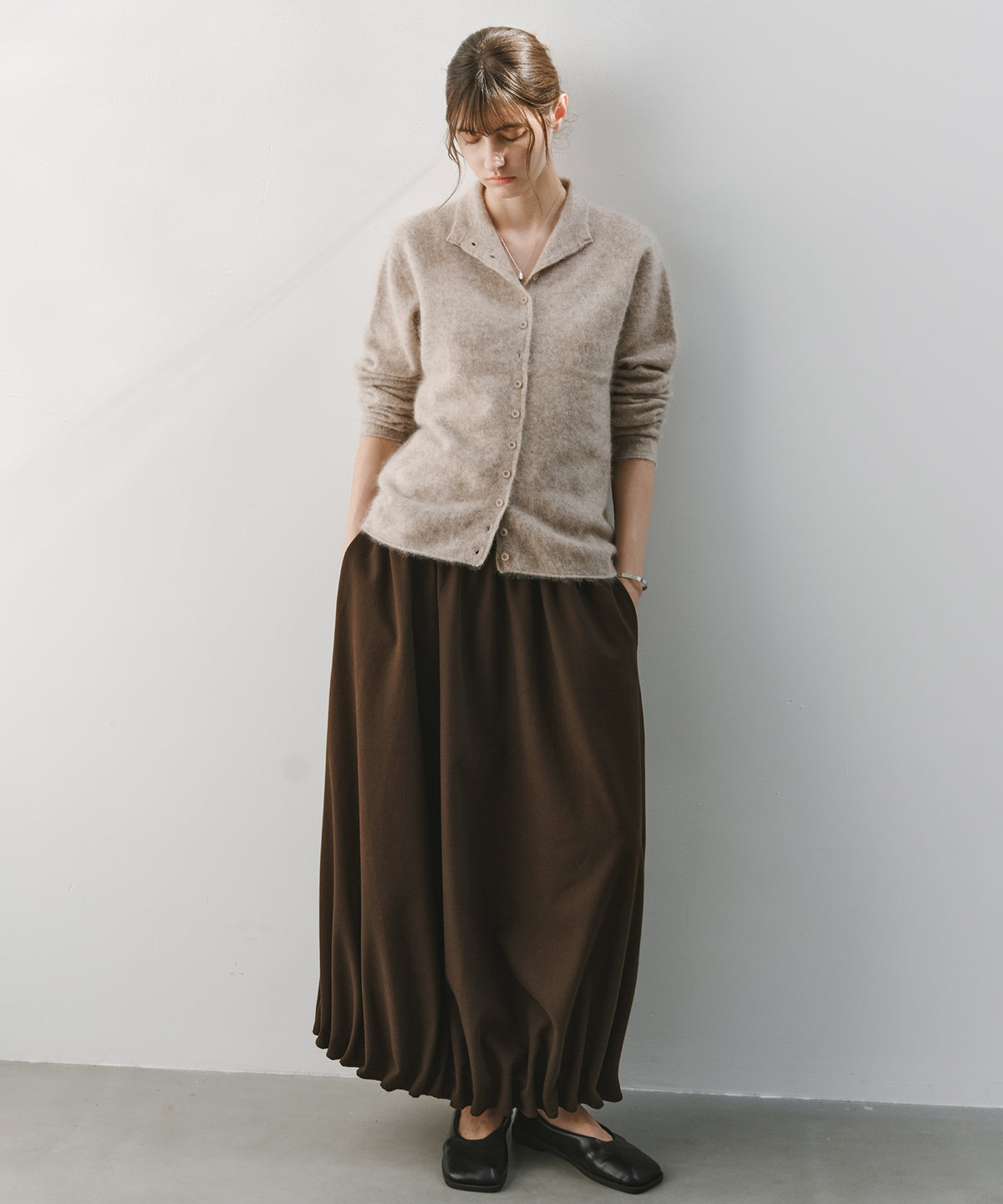 「10月下旬出荷予定」Wool-Like Balloon Flare Skirt
