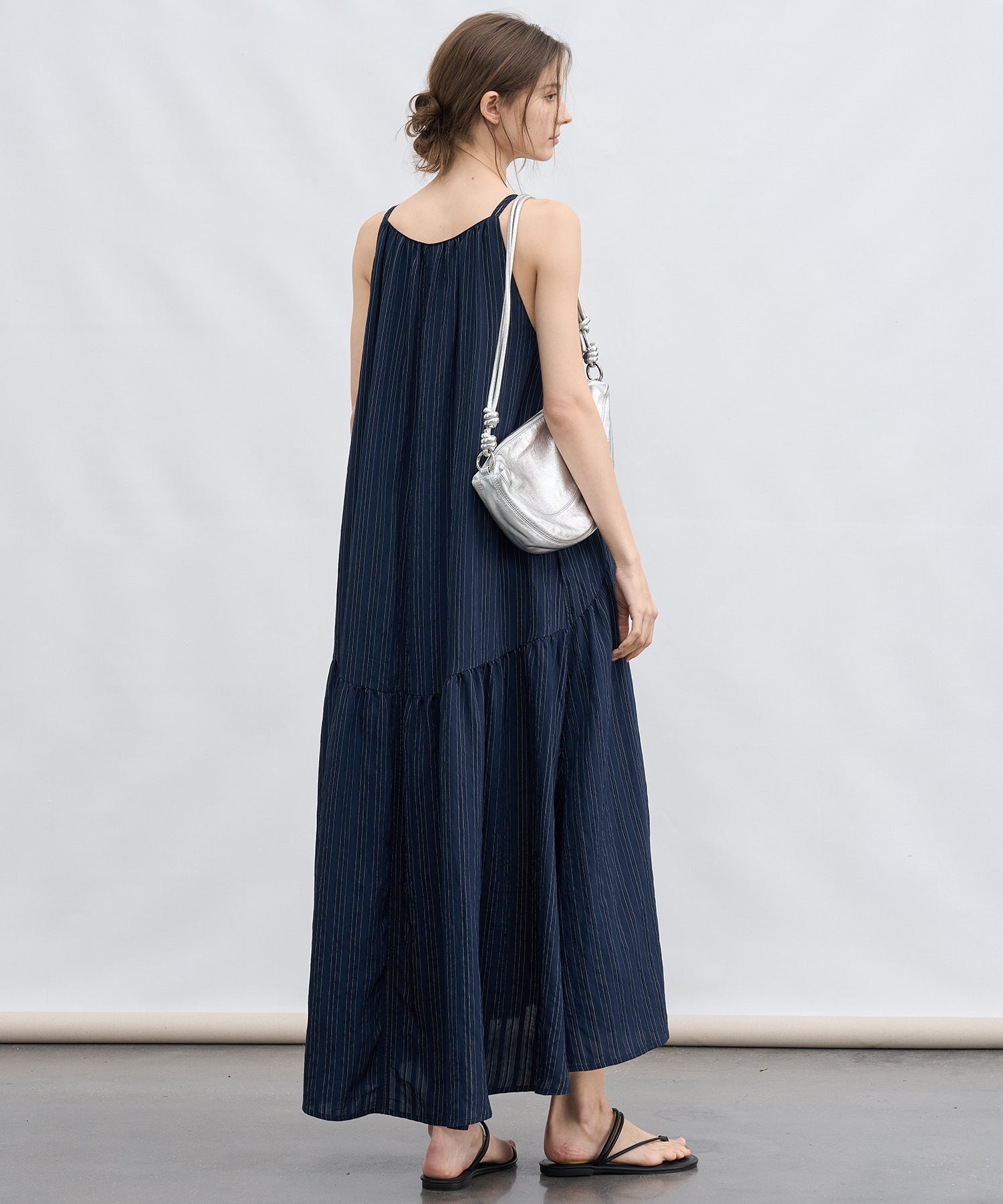 「7月上旬~中旬出荷」Textured Stripe Camisole Dress