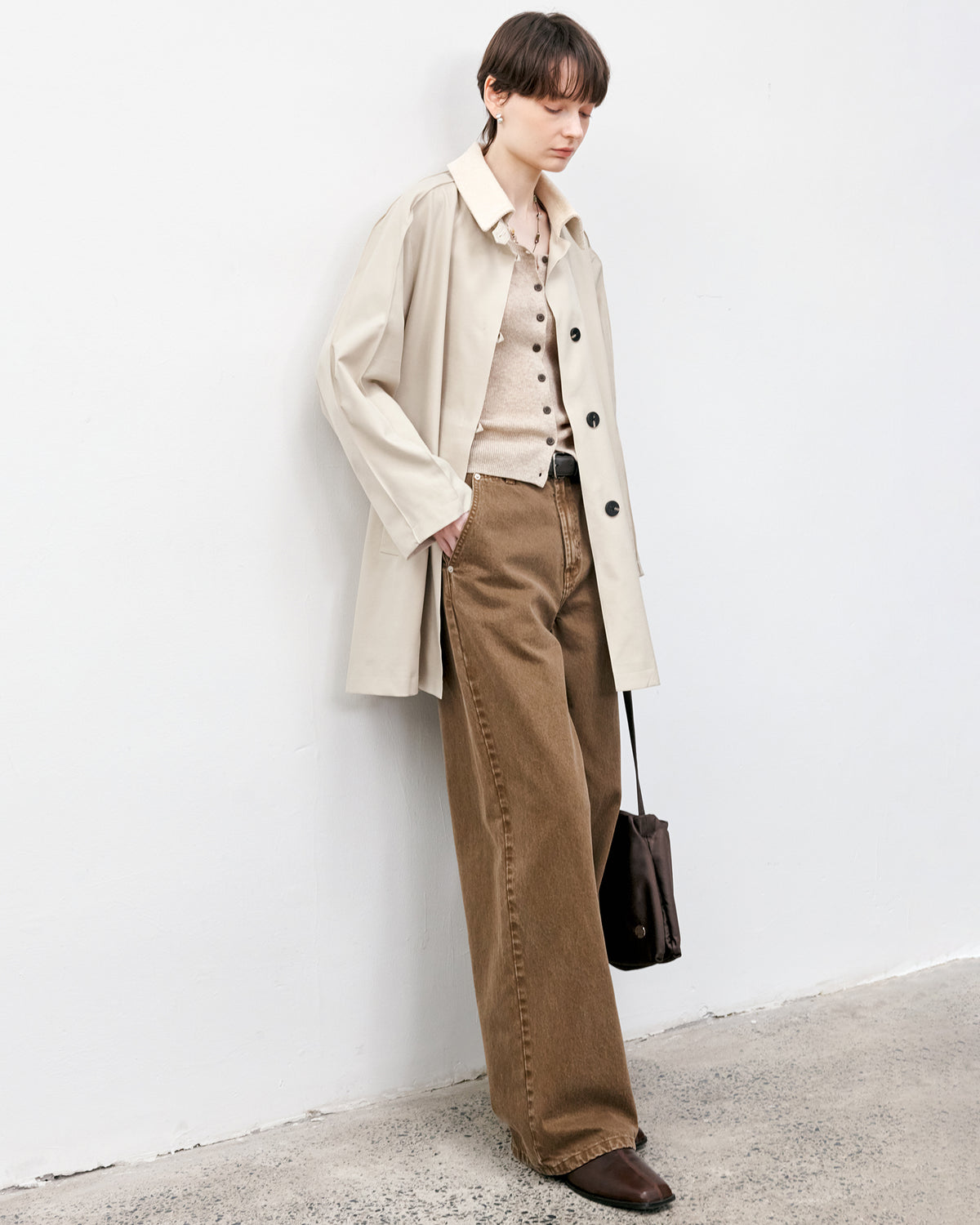 코듀로이 칼라 미들 코트