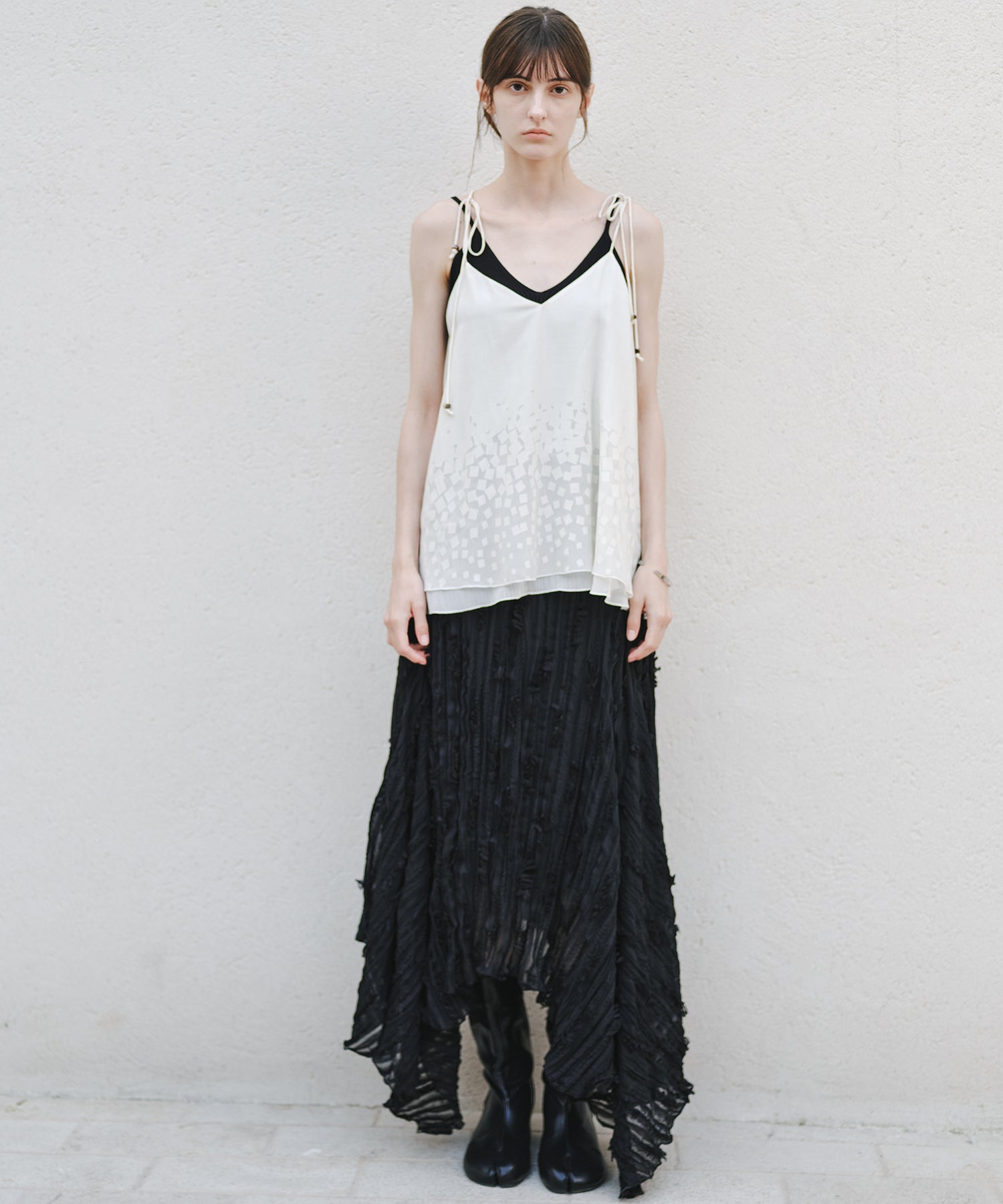 「7月中旬~下旬出荷」Gradient Square Sheer Camisole Top