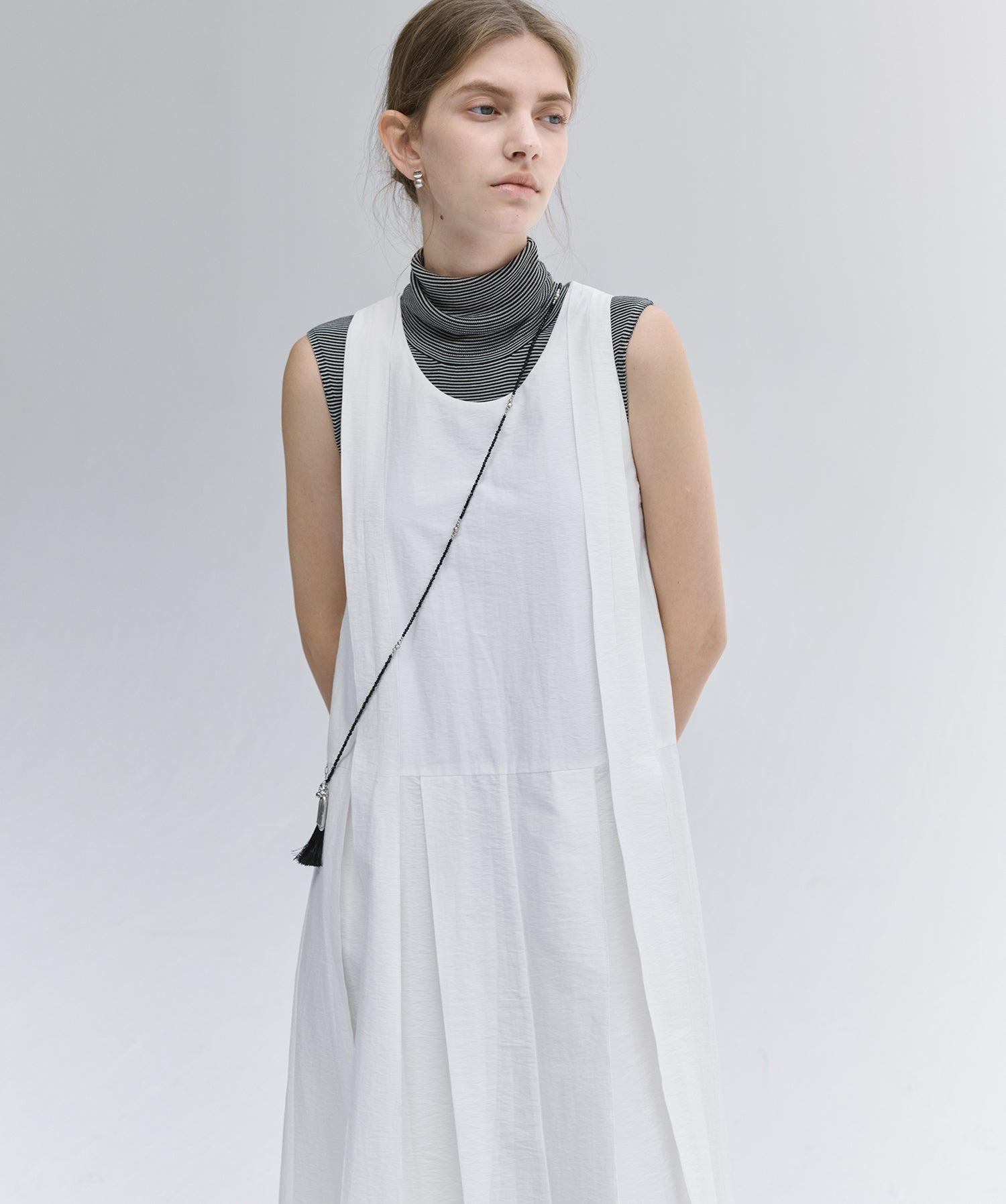 Lyocell Silk Blend High-Neck Knit Tank