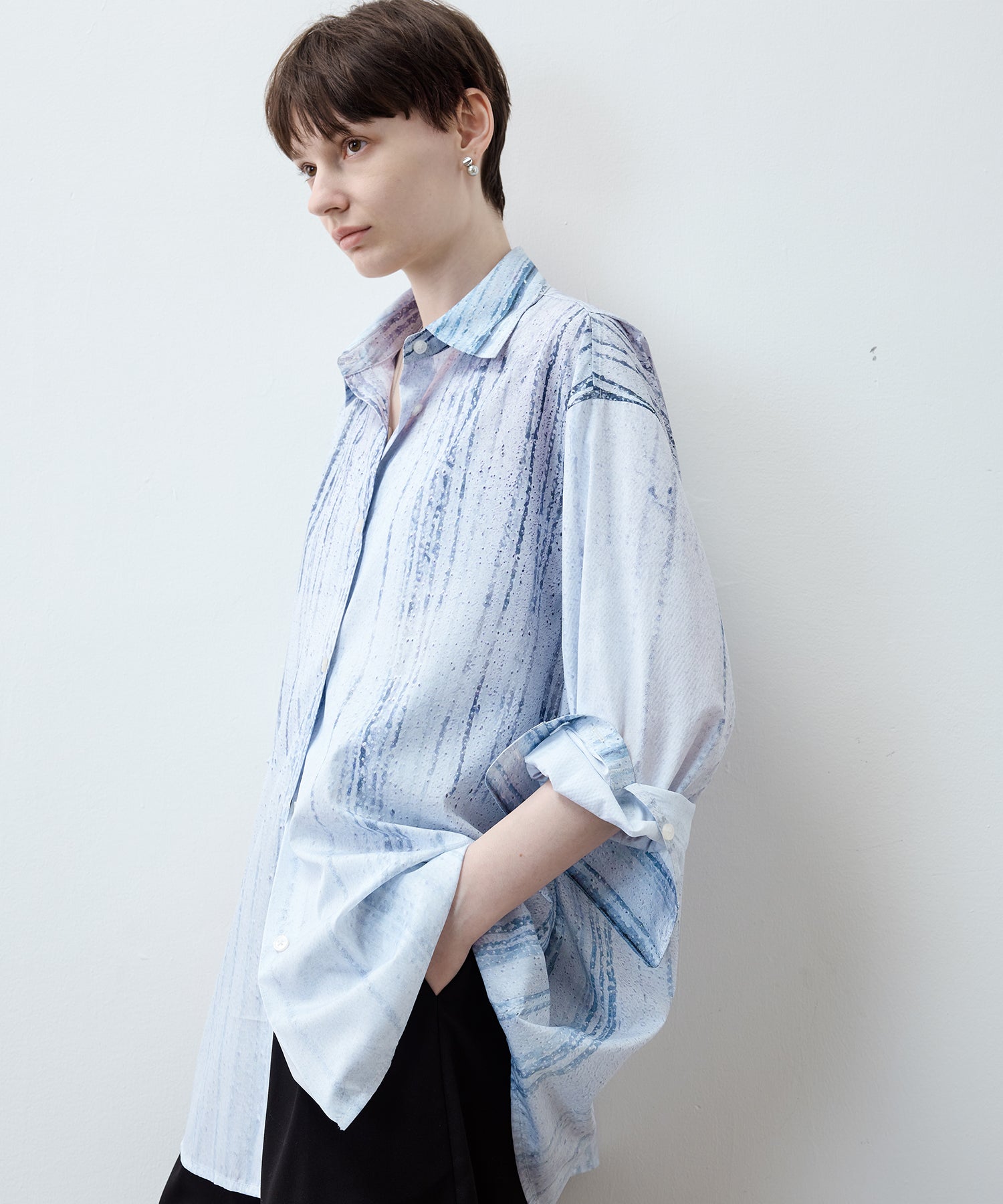 UPF50+ Rain Art Sheer Oversized Shirt