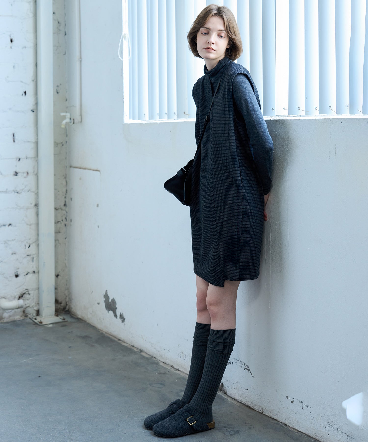 Jacquard Check Straight Jumper Dress