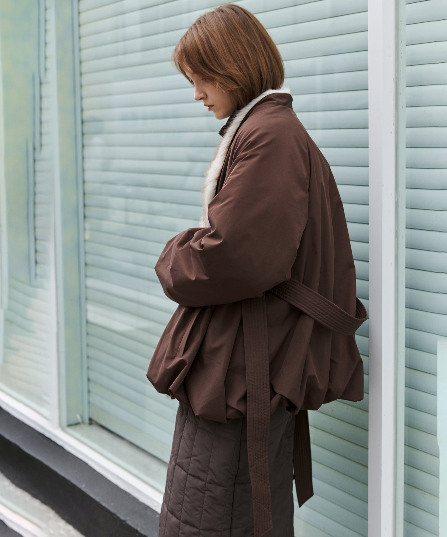 Faux Fur Collar Balloon Down Jacket