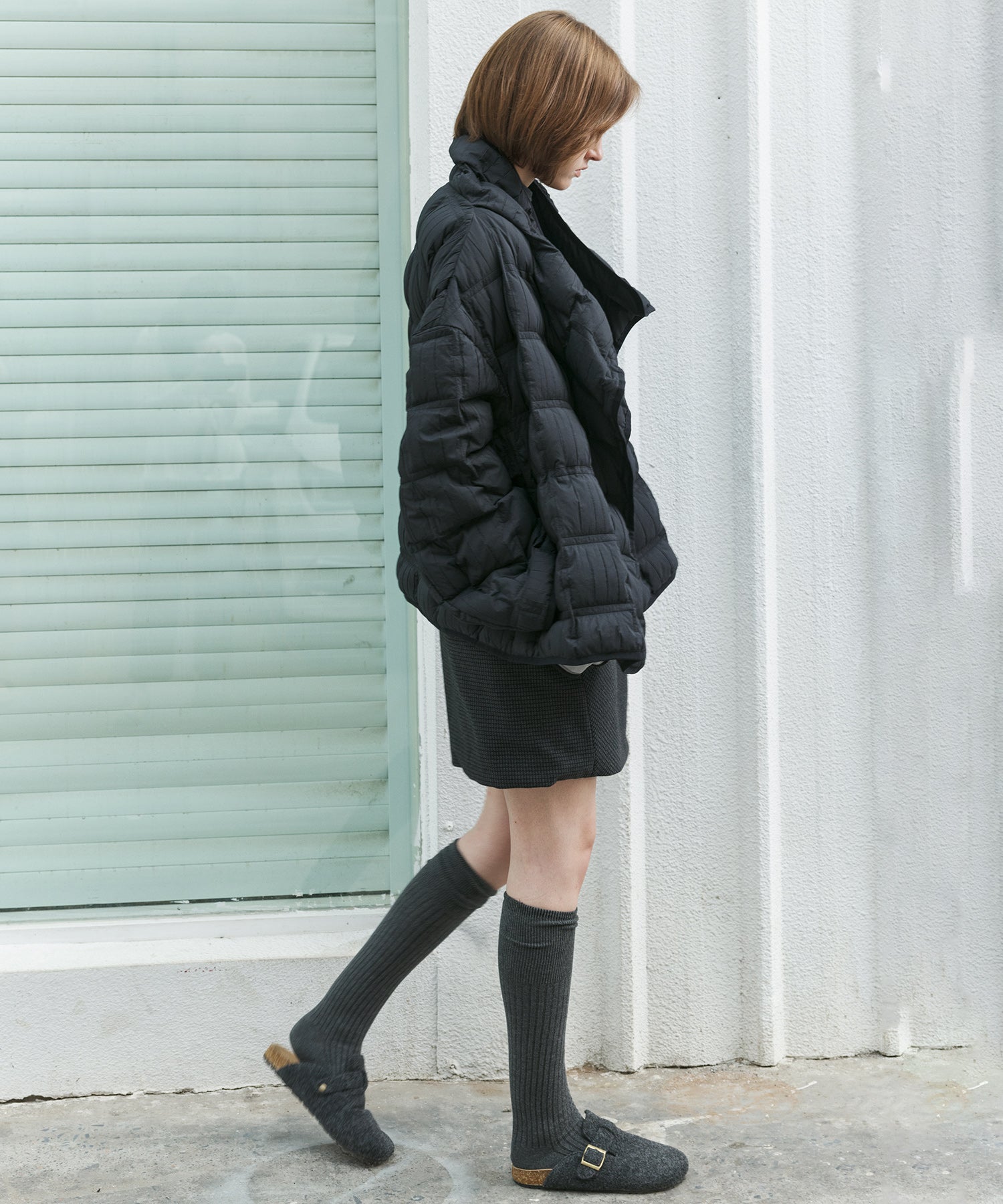 Crinkled Stand Collar Down Jacket