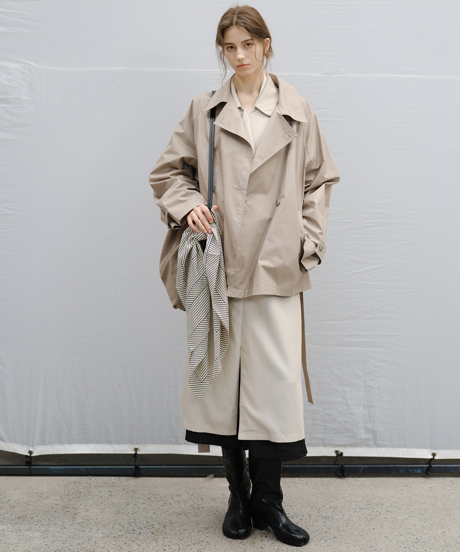 "Shipping from late February to early March" Belted Cropped Trench Jacket