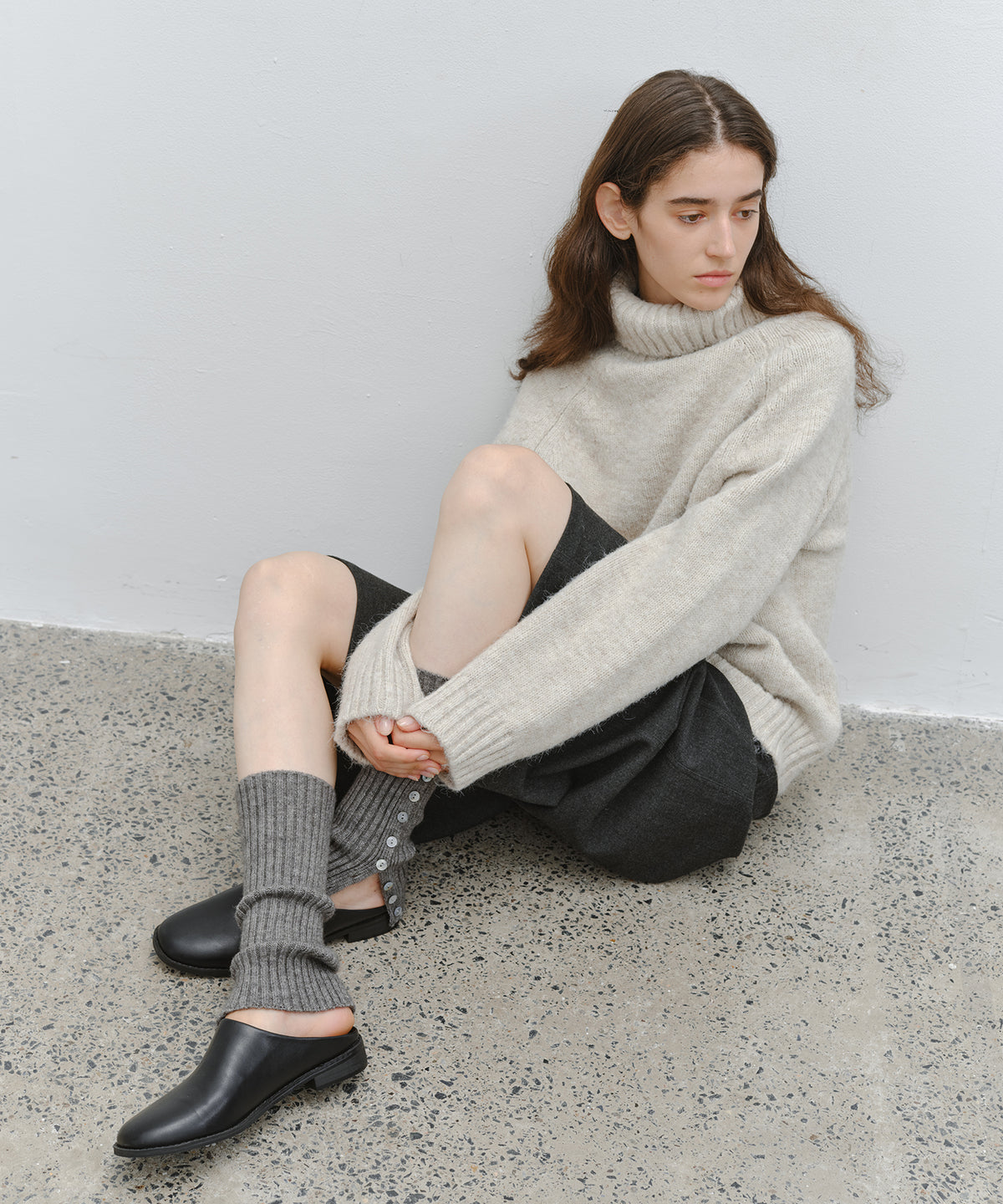 Button Detail Ribbed Knit Leg Warmers