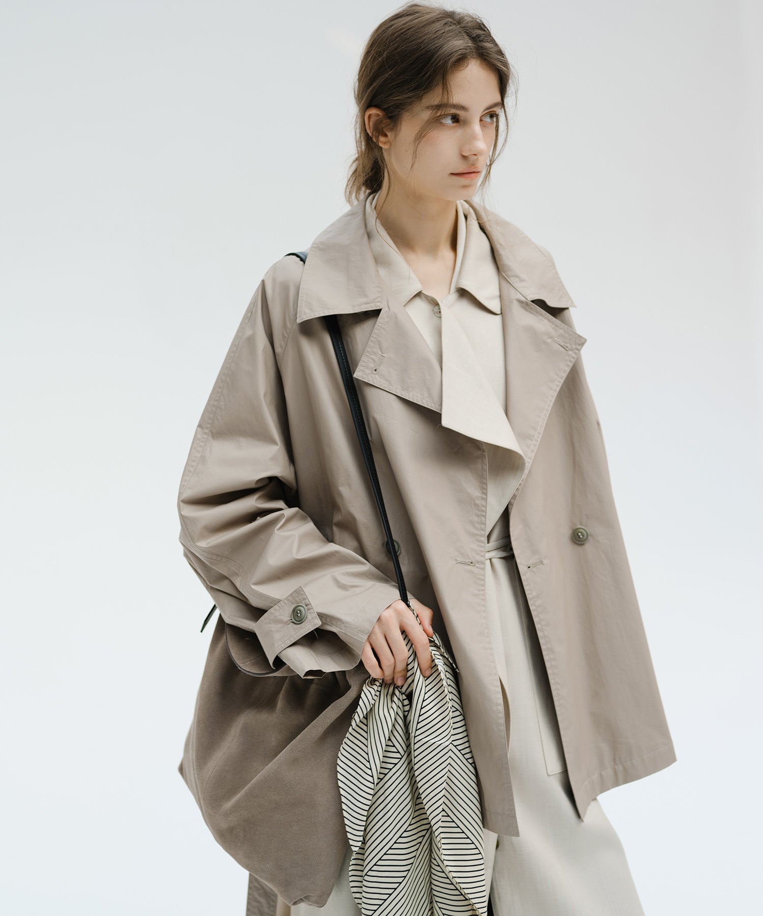 "Shipping from late February to early March" Belted Cropped Trench Jacket