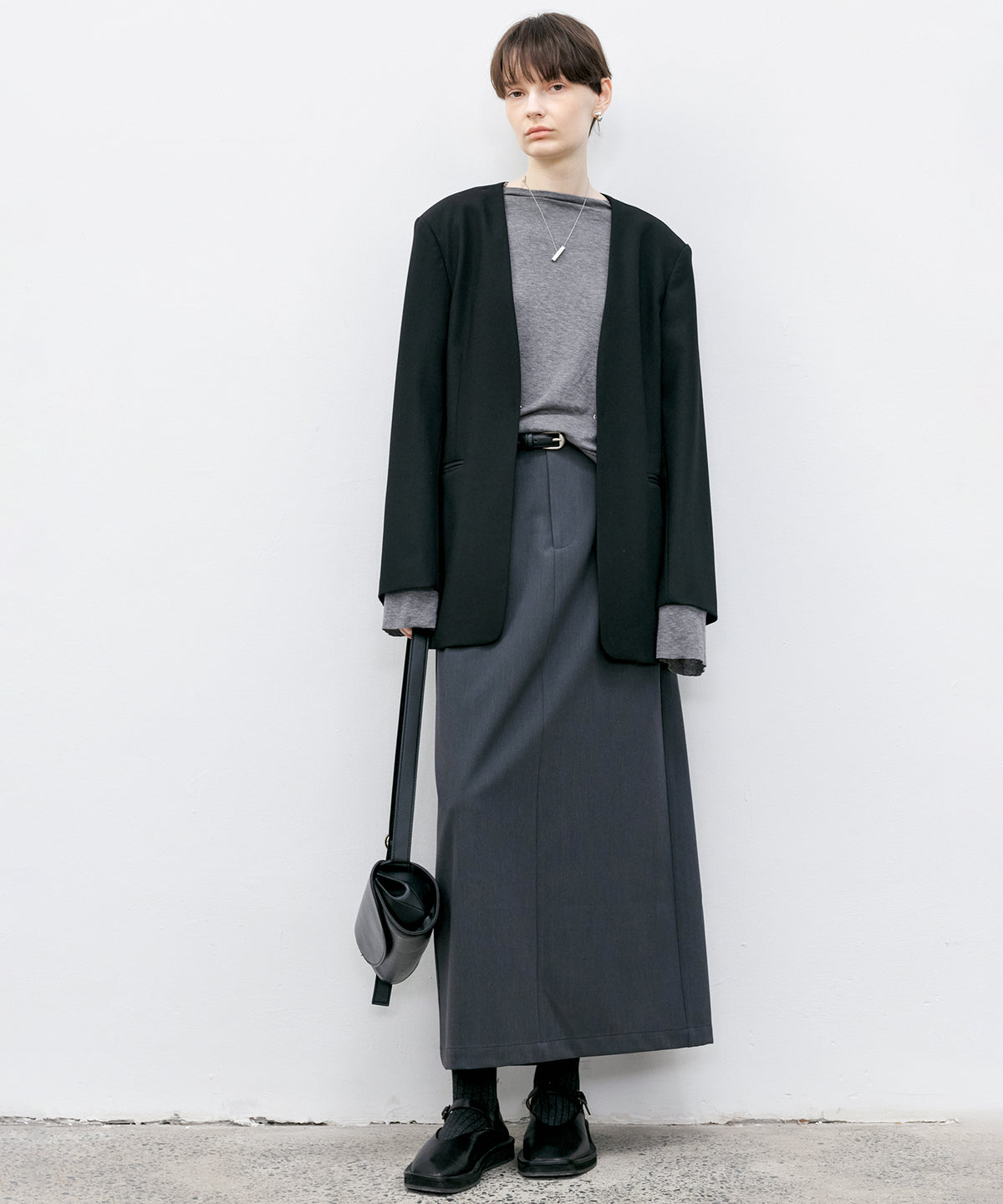 Collarless Oversized Tailored Jacket
