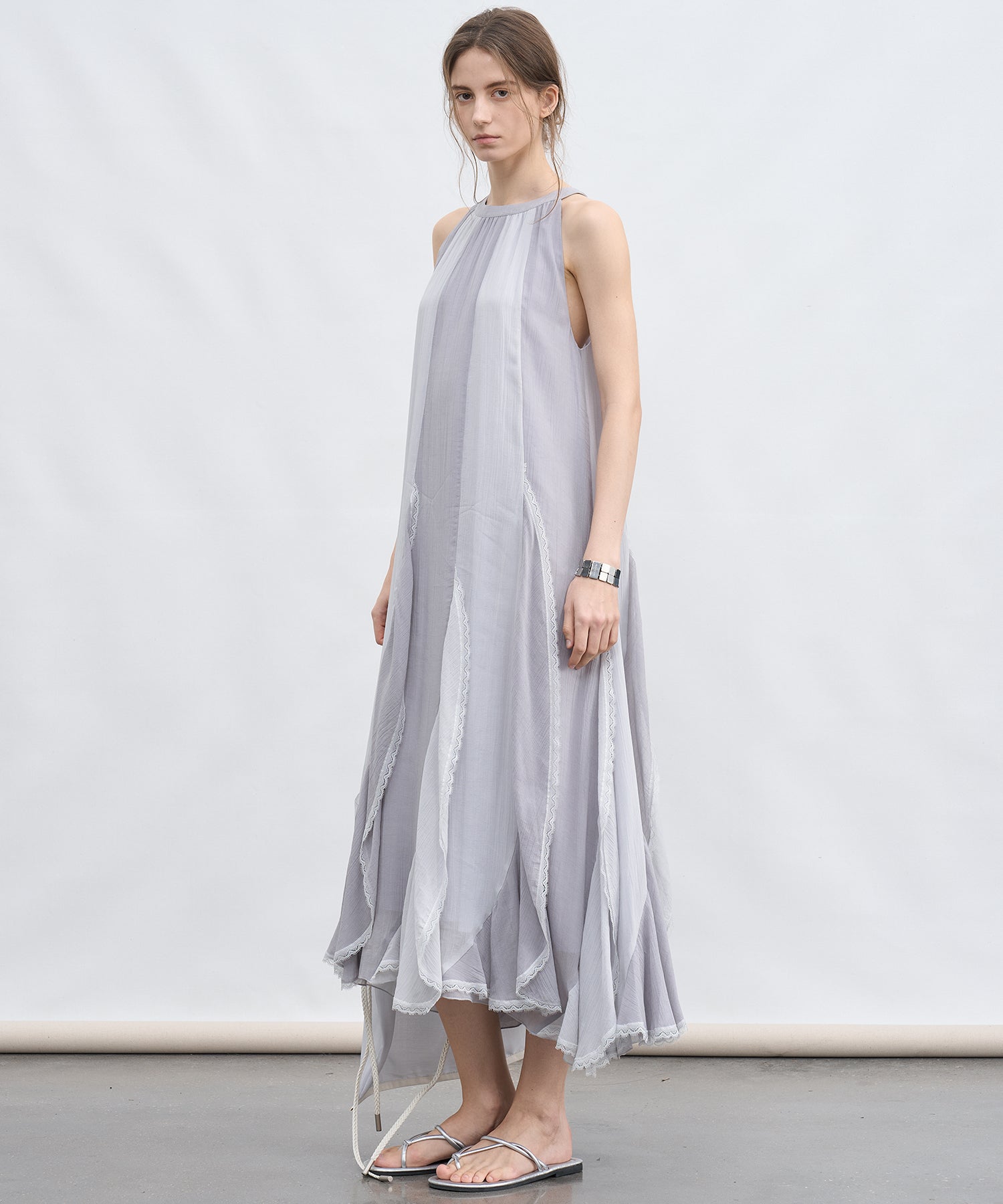 「6月上旬~中旬出荷」Color Block Layered Sleeveless Dress