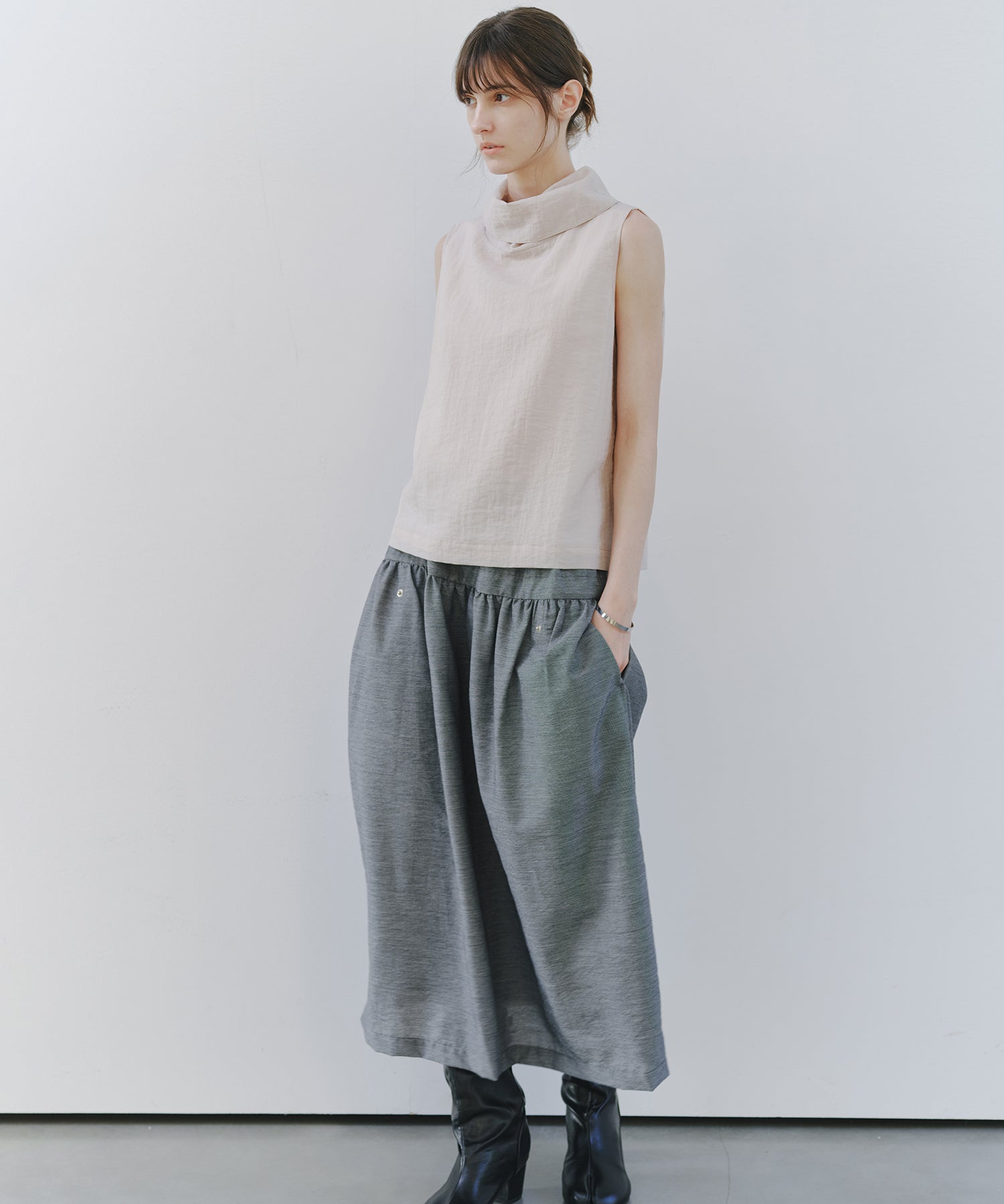 「7月上旬~中旬出荷」Linen-Like Balloon Skirt