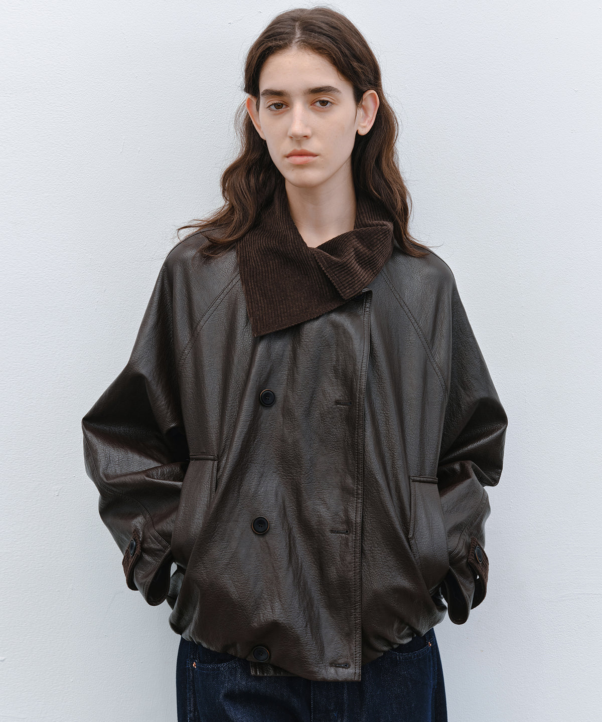 「10月下旬出荷予定」Corduroy Collar Docking Short Blouson Jacket