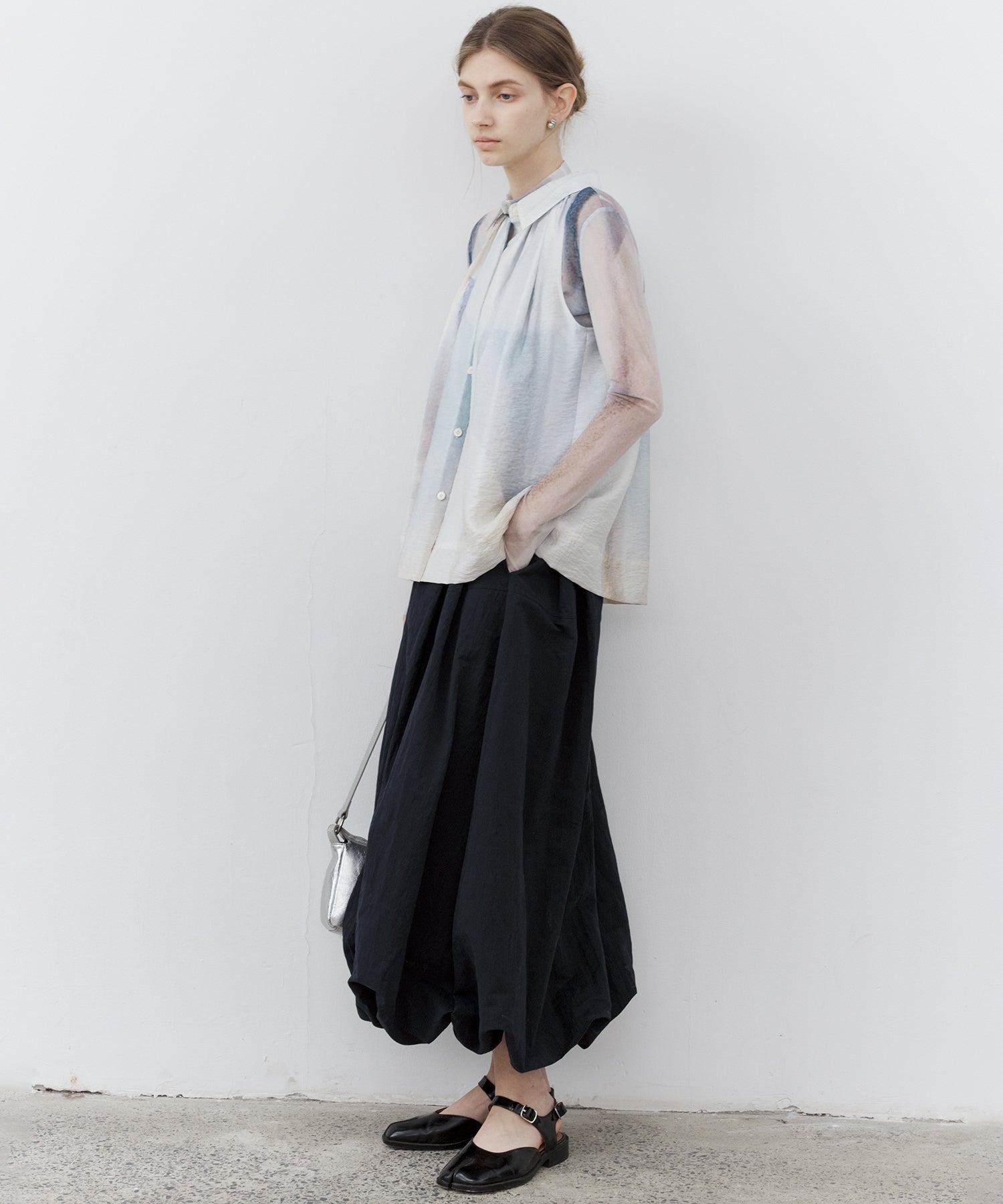 Structured Balloon Silhouette Long Skirt