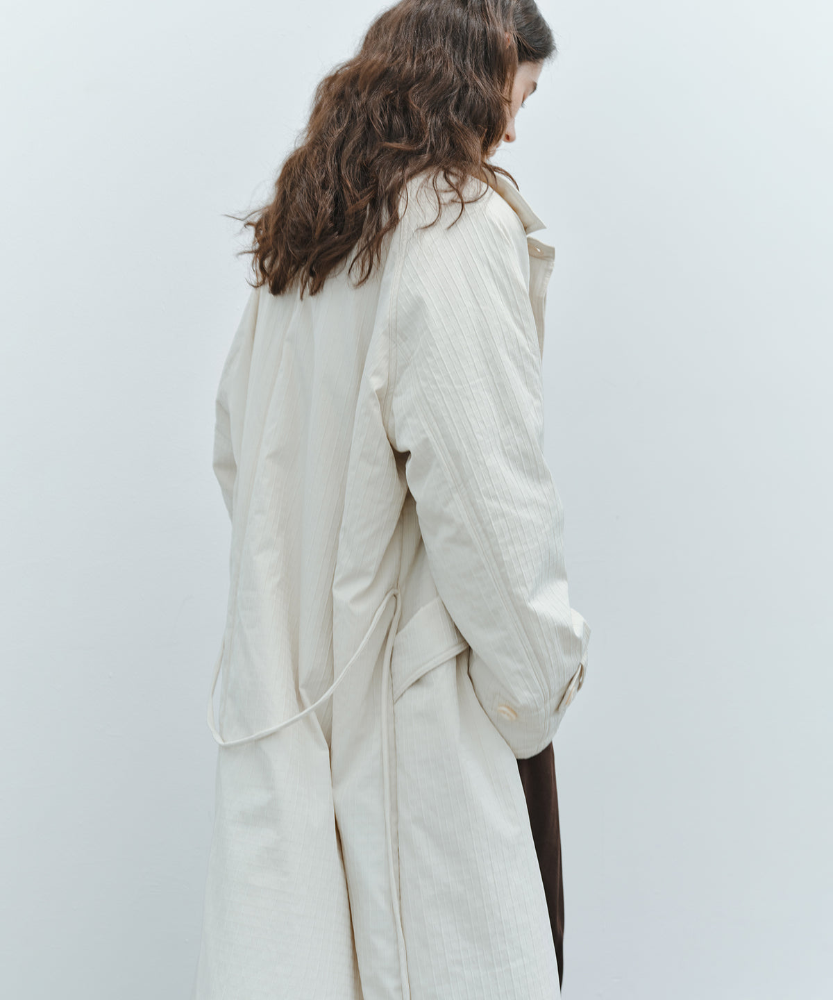 「10月下旬出荷予定」Striped Quilted Belted Long Coat