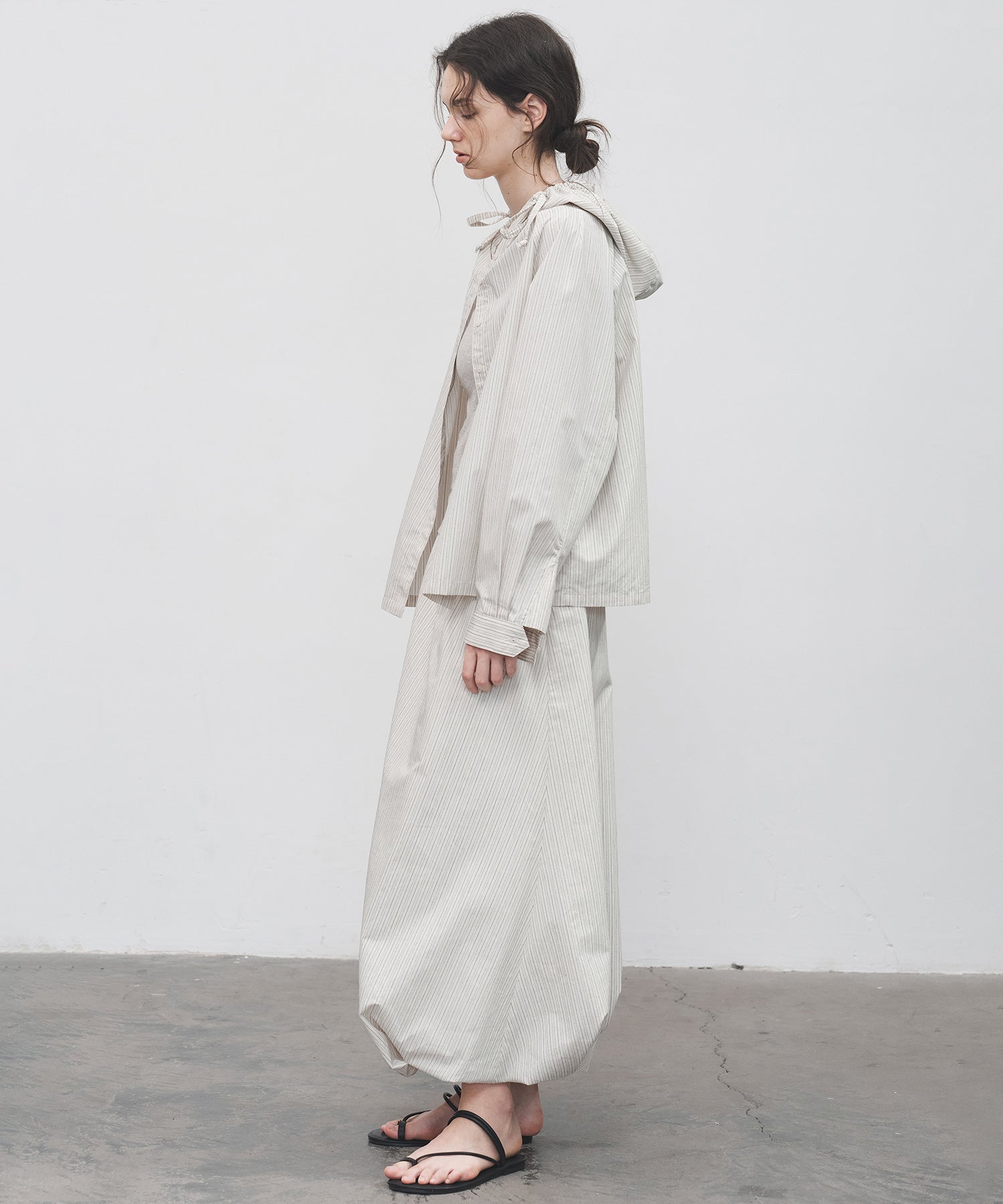 Striped Hooded Shirt Jacket – Drawstring & Relaxed Fit