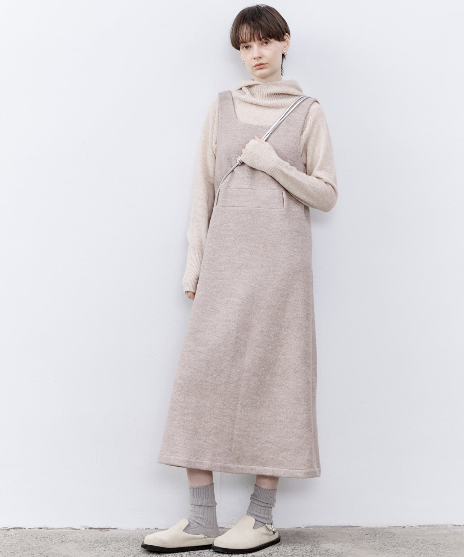 Wool-Blend Belted Jumper Dress