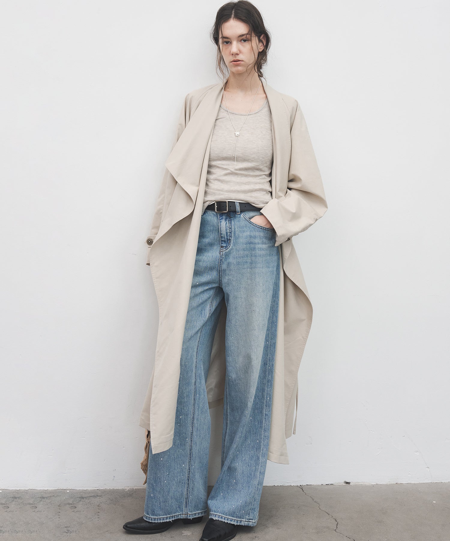 Gradient Rhinestone Wide-Leg Jeans
