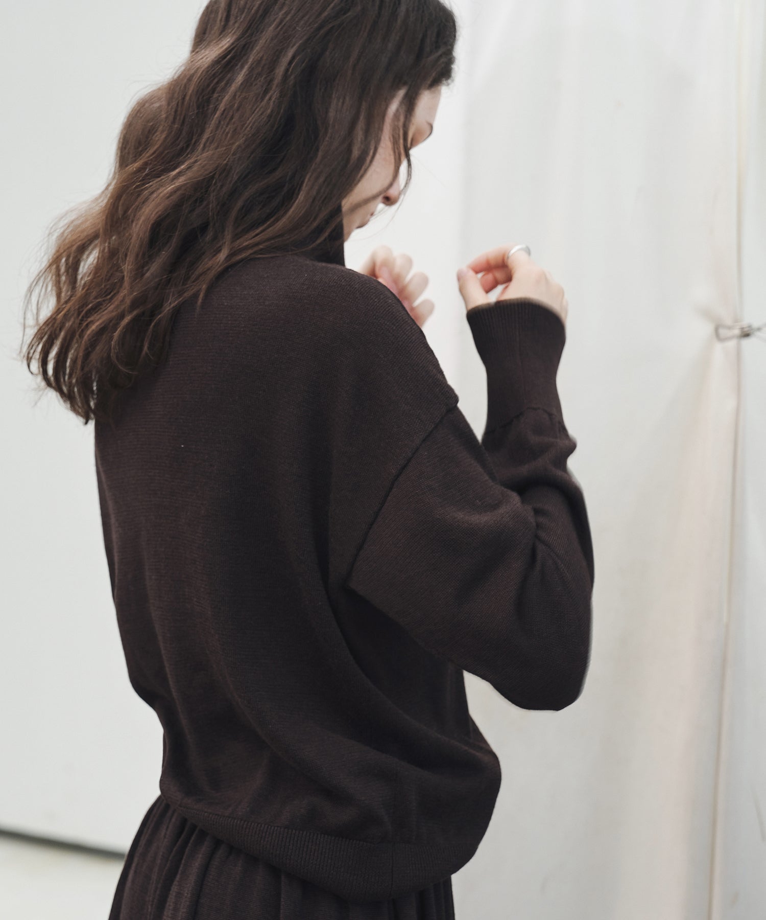 High Neck Lightweight Knit Cardigan Sweater