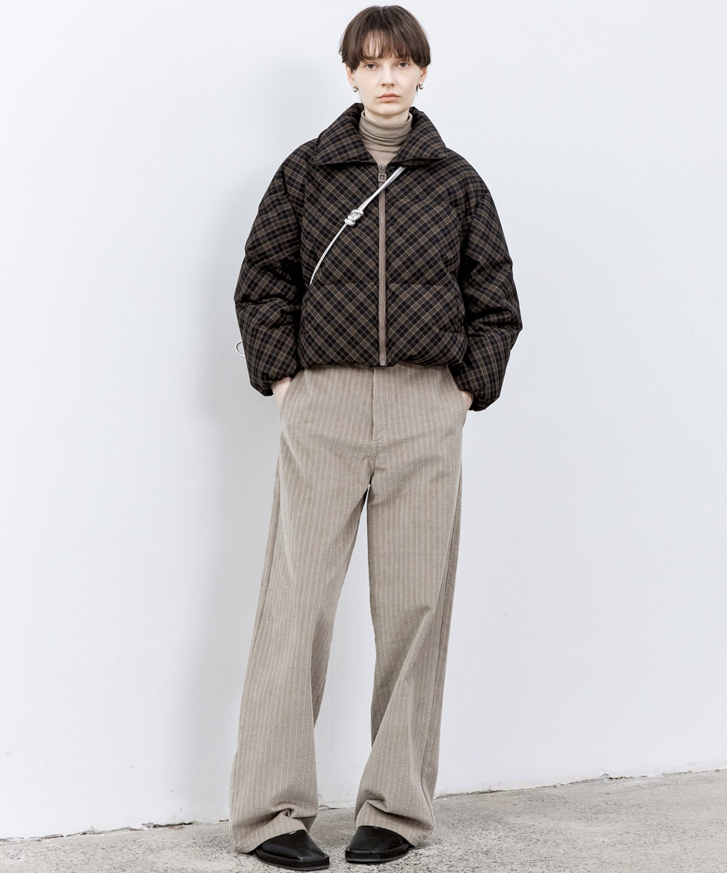 Check Pattern Down Coat