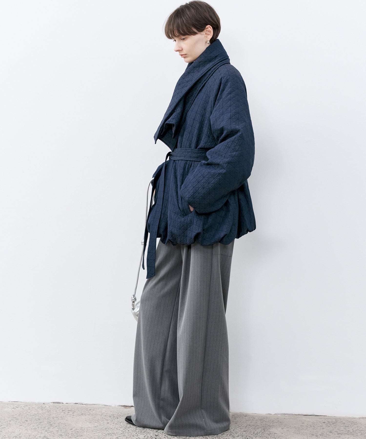 High-Waisted Striped Wide Slacks