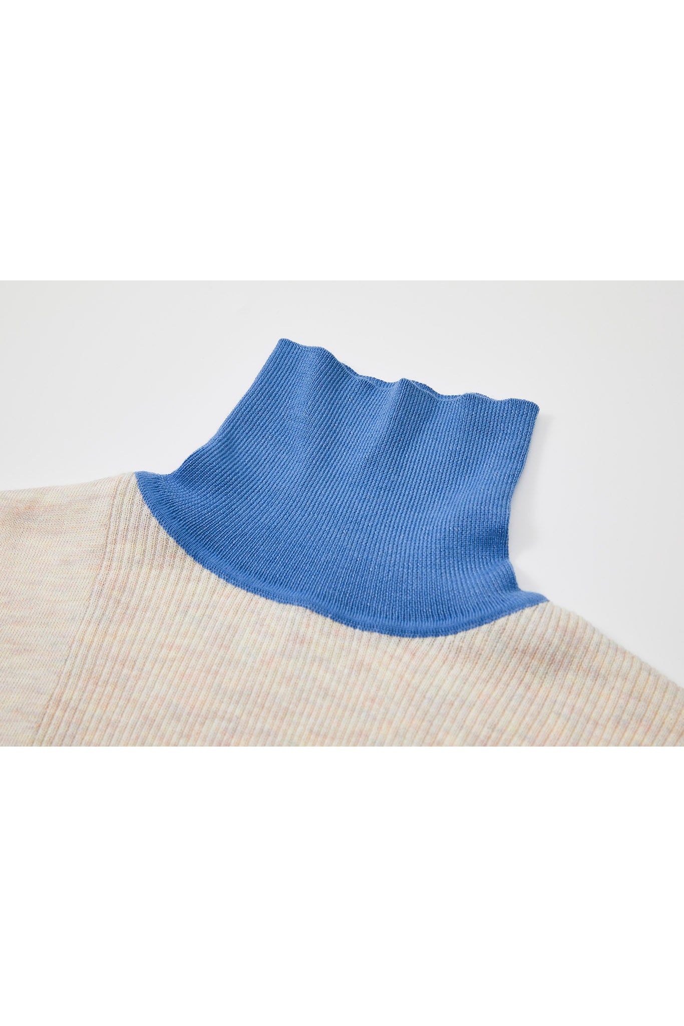 Bicolor High Neck Wool Knit Top