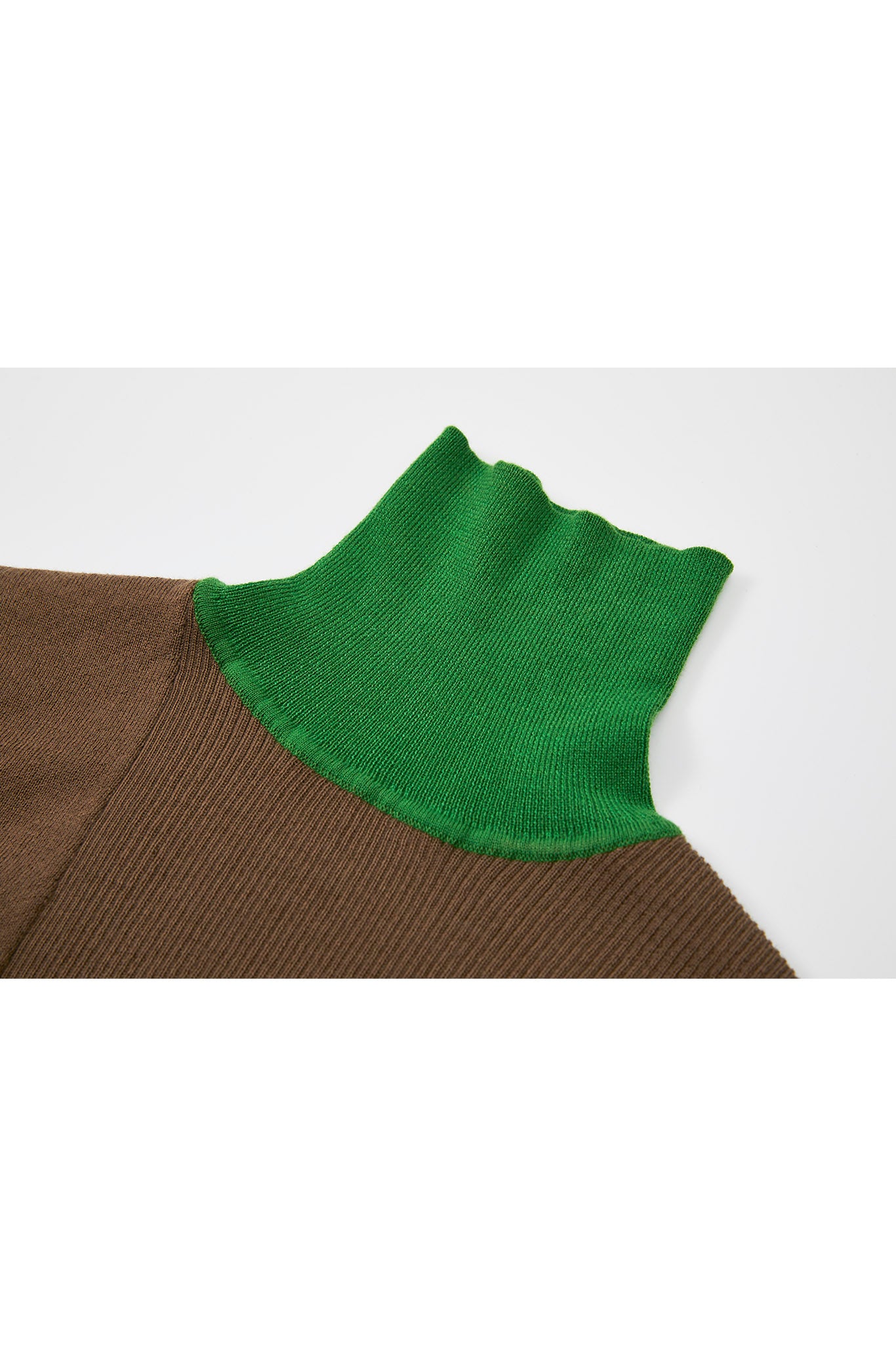 Bicolor High Neck Wool Knit Top
