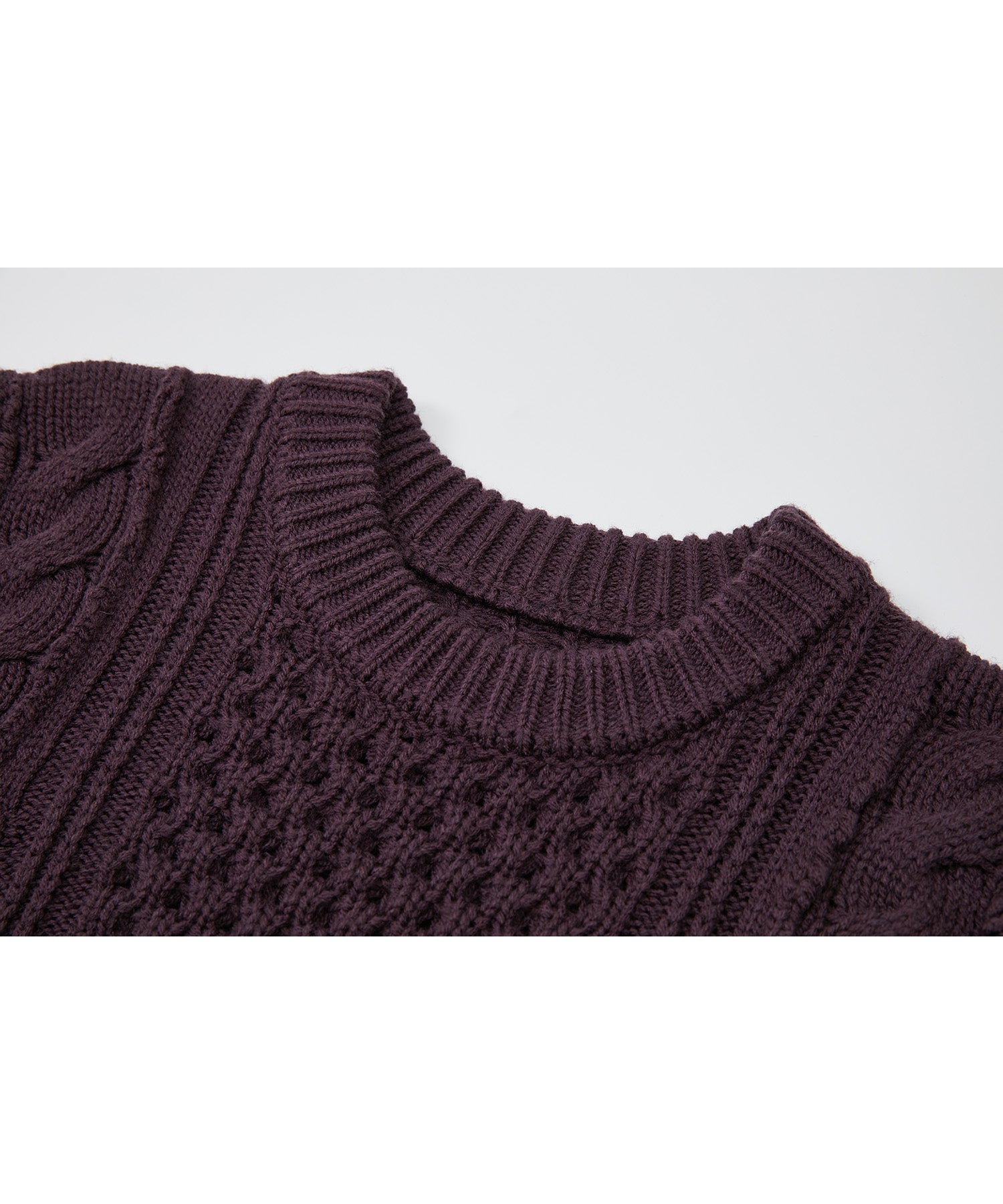 Textured Wool Blend Aran Sweater