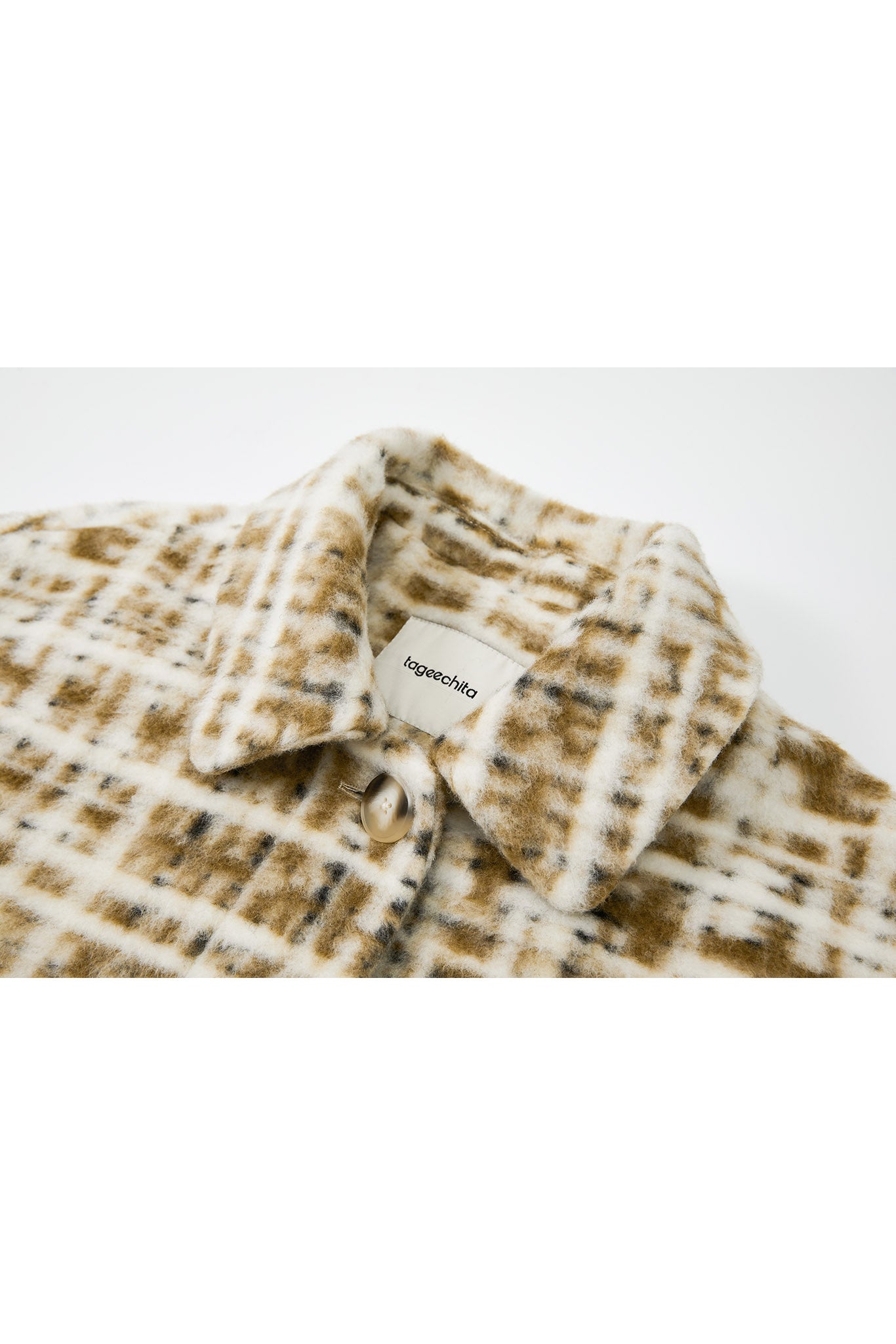 Hazy Plaid Tailored Wool Short Over-coat