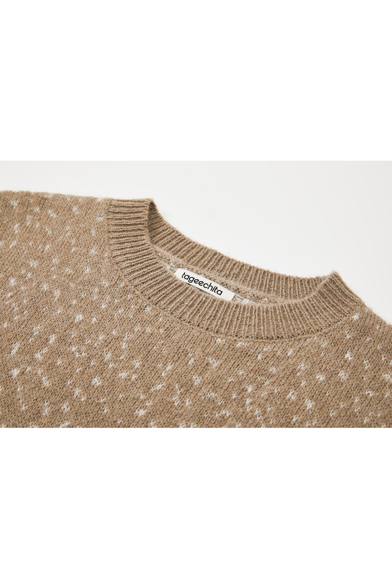 Wool Blend Jacquard Crew Neck Sweater