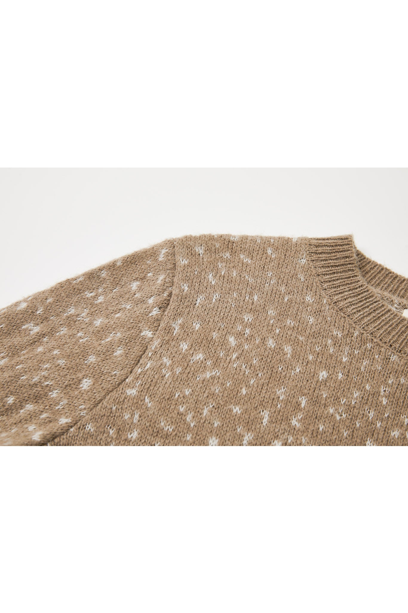 Wool Blend Jacquard Crew Neck Sweater