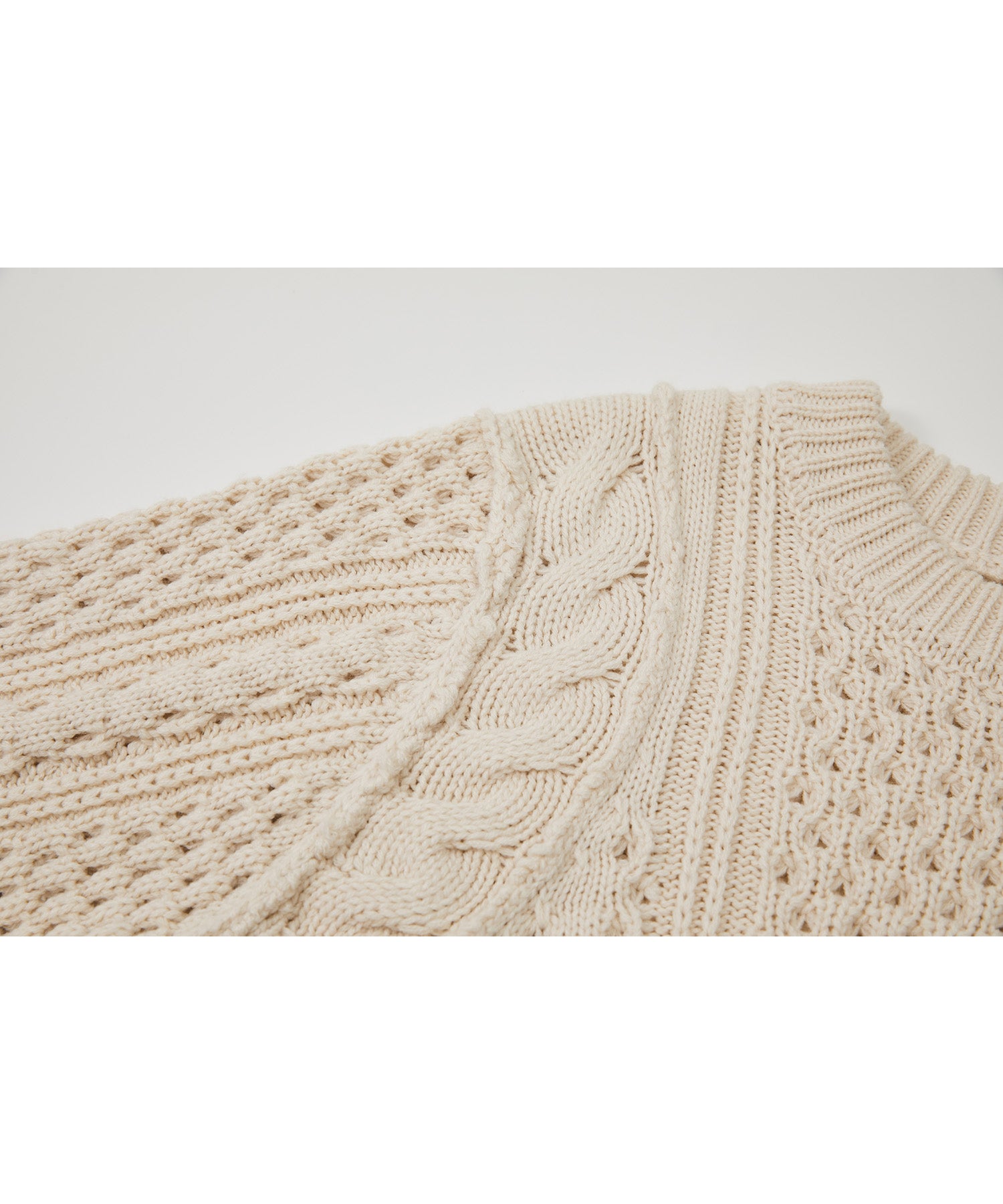 Textured Wool Blend Aran Sweater