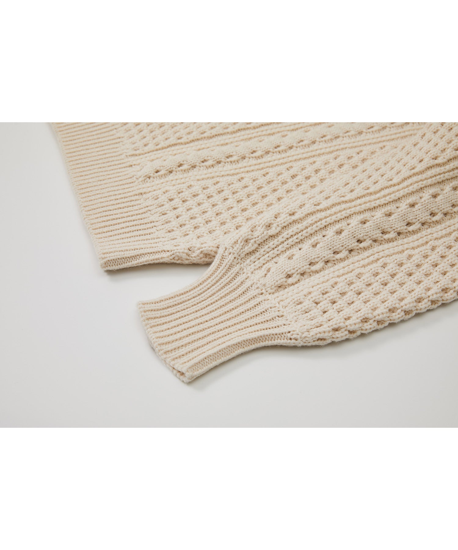 Textured Wool Blend Aran Sweater