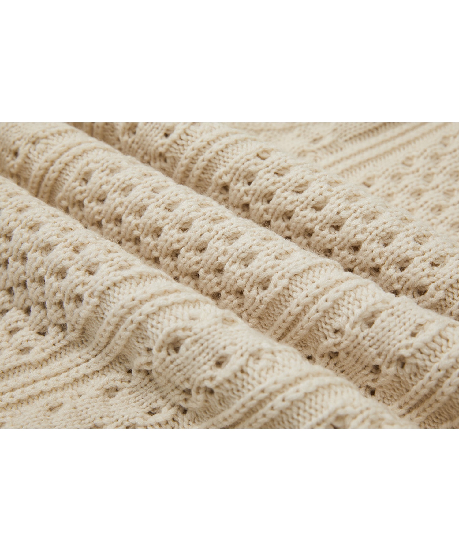 Textured Wool Blend Aran Sweater
