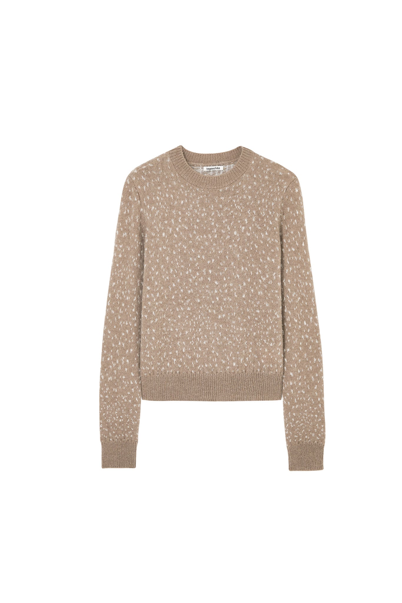 Wool Blend Jacquard Crew Neck Sweater