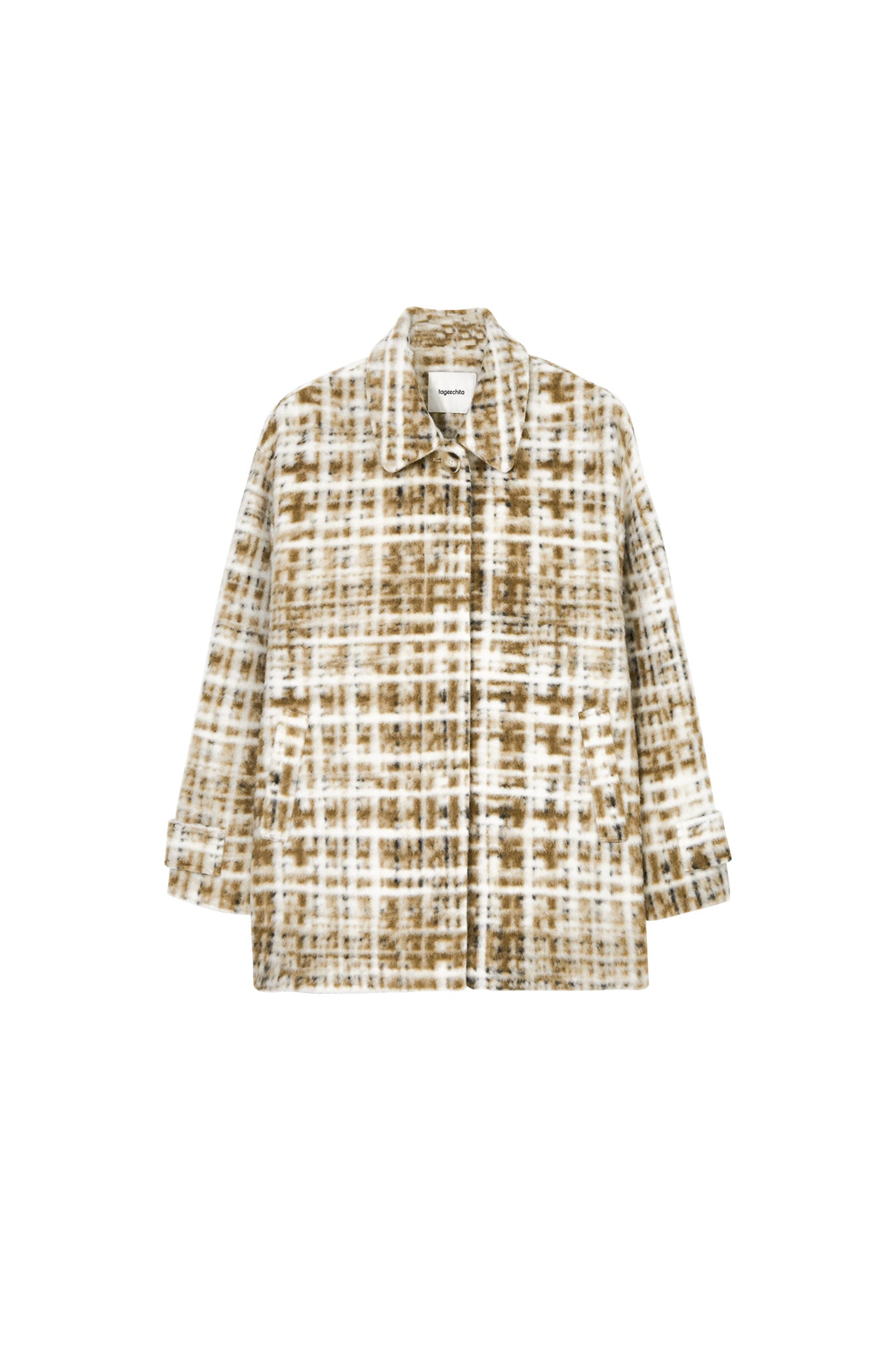 Hazy Plaid Tailored Wool Short Over-coat