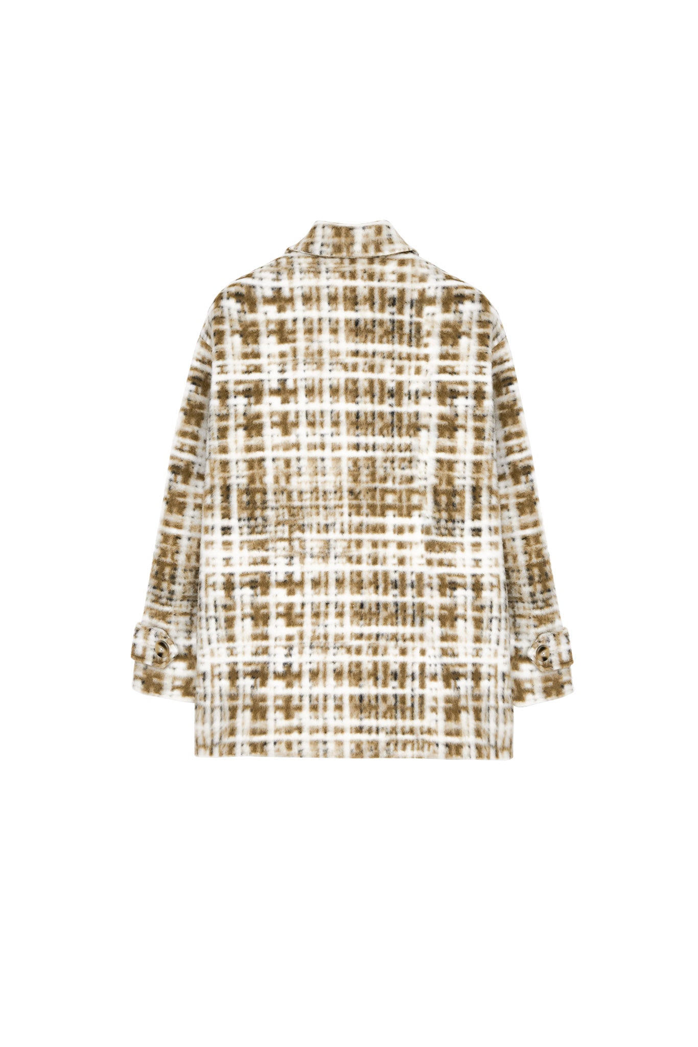 Hazy Plaid Tailored Wool Short Over-coat