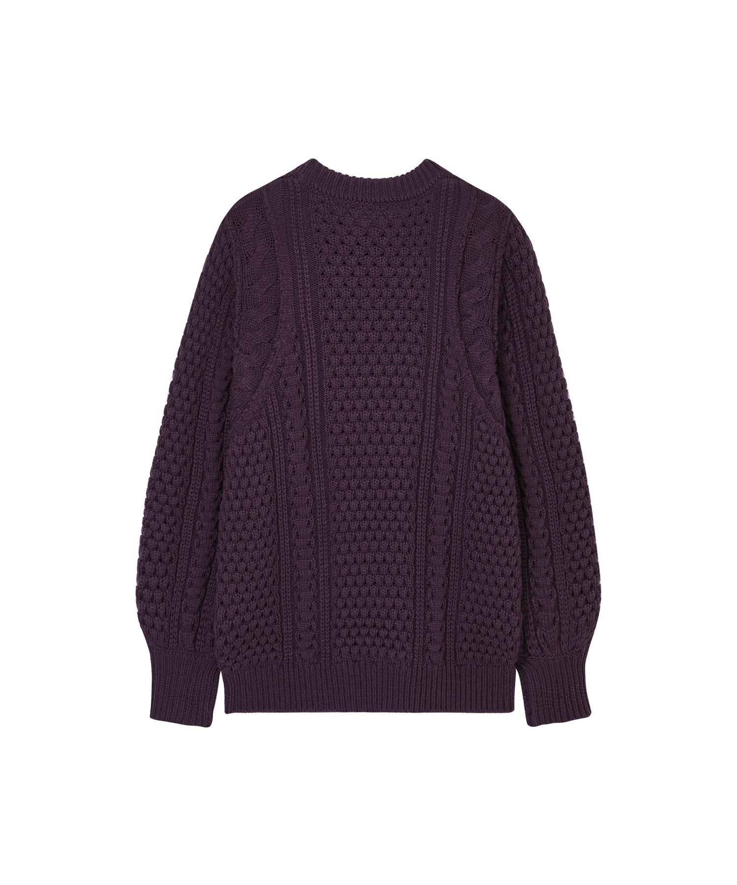 Textured Wool Blend Aran Sweater